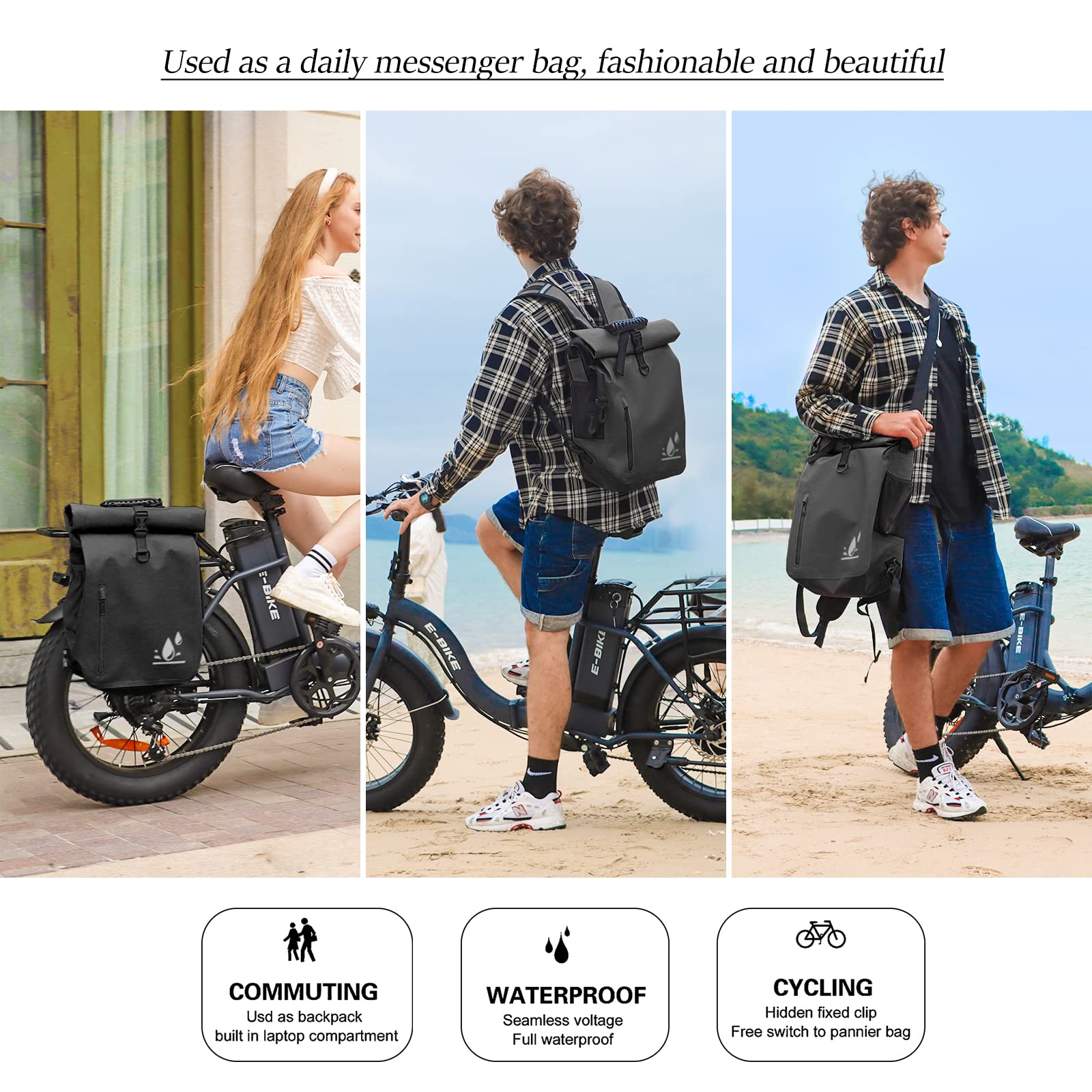 3-in-1 Waterproof Bike Pannier Bag - 27L Large Capacity Bicycle Saddle Trunk Backpack for Rear Rack | Durable Cycling Storage Solution for Commuting, Touring & Outdoor Adventures | Patent Pending Design