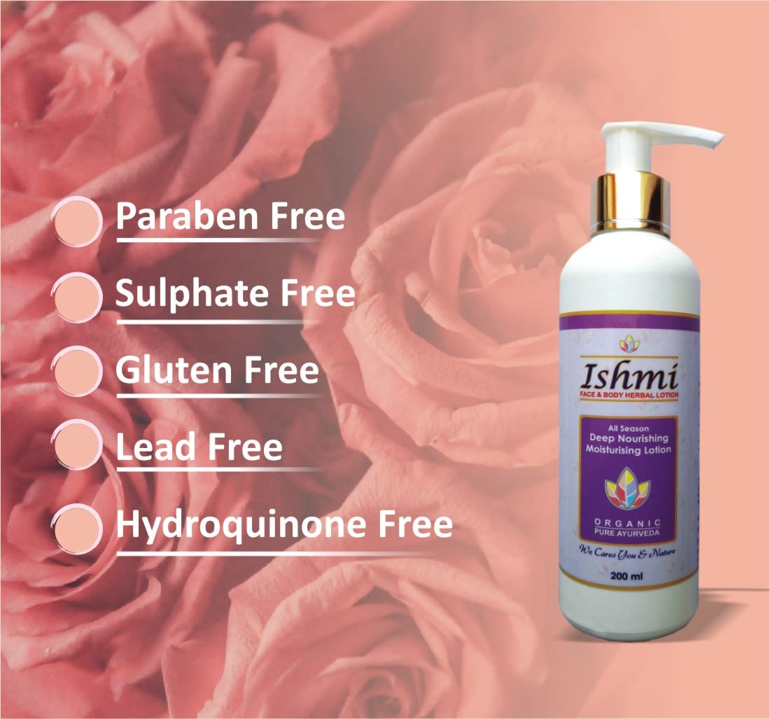 Ishmi ULTRA RICH Face & Body Lotion 200ml - Deep Moisturizing Herbal Lotion with Manjistha, Arjun & Sesame Oil | Repairs Skin Barrier for Dry Skin | Paraben, PEG & Silicon Free | Perfect for Daily Hydration & Nighttime Skin Repair