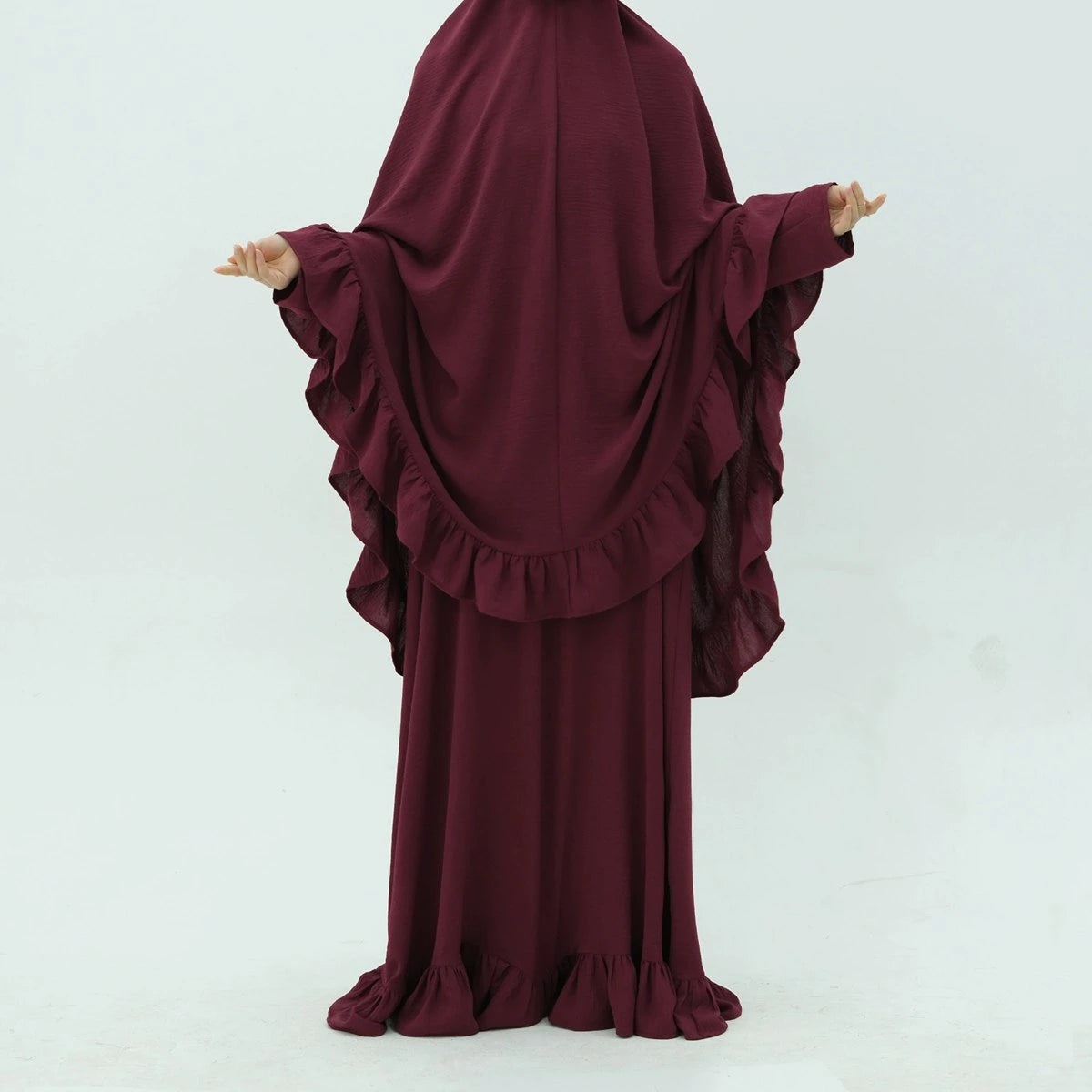 2-Piece Muslim Prayer Abaya Dress Set with Long Khimar Scarf - Modest Islamic Clothing for Women, Perfect for Salah, Eid, Mosque & Daily Wear #25972