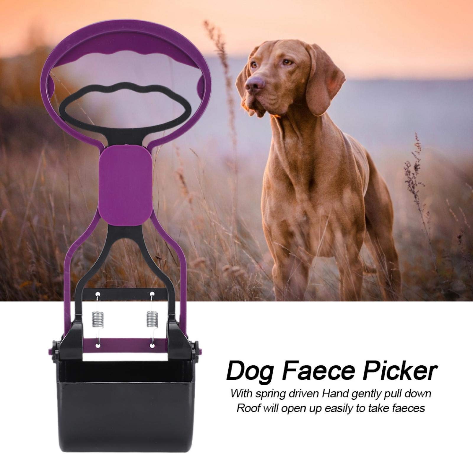 Dog Waste Scooper with Garbage Bags - Pet Pooper Scooper for Dogs & Cats - Durable Animal Waste Cleaning Tool for Grass & Yards - Purple (Perfect for Backyard, Park & Outdoor Cleanup)
