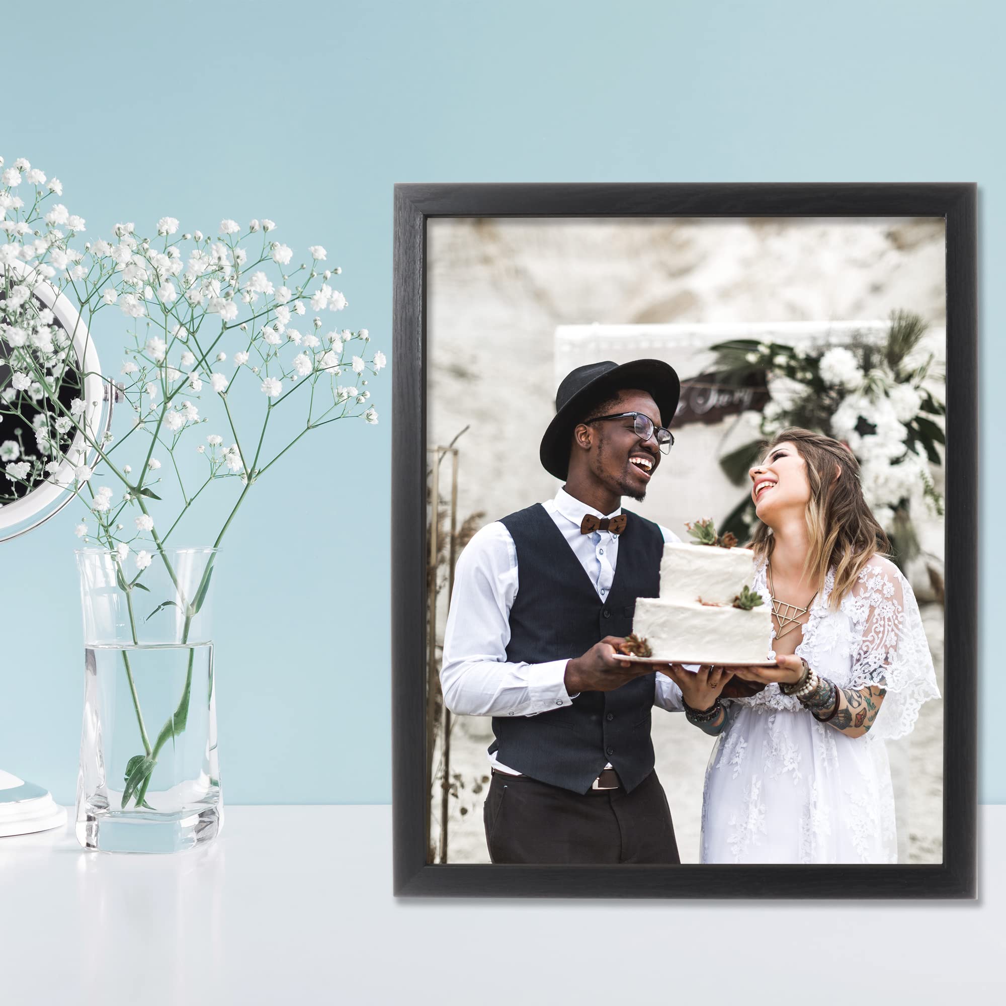 Lawrence Frames Chloe Contemporary Picture Frame 8x10 Inch - Elegant Black Photo Frame for Wall or Tabletop Display - Perfect for Home, Office, Wedding & Family Photos