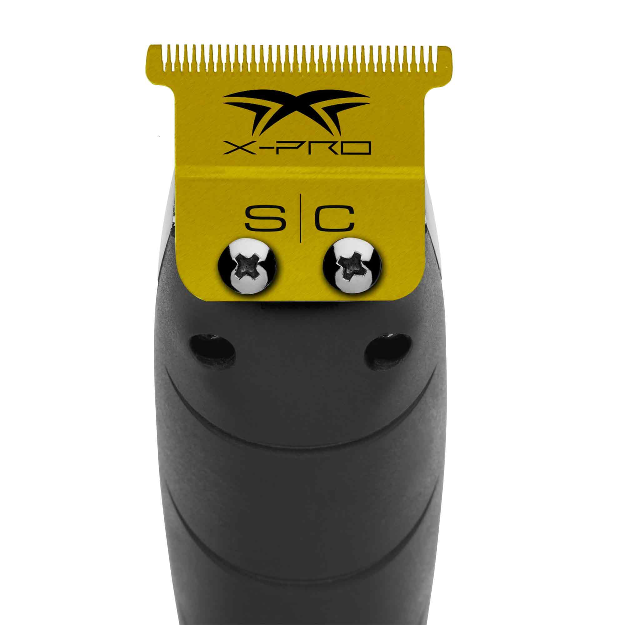 Stylecraft Replacement Fixed X-Pro Precision Gold Titanium Trimmer Blade with Black Diamond Carbon DLC - Professional Deep Tooth Cutter Set for Barbers & Stylists - Perfect for Fades, Lineups & Detailed Hair Cutting