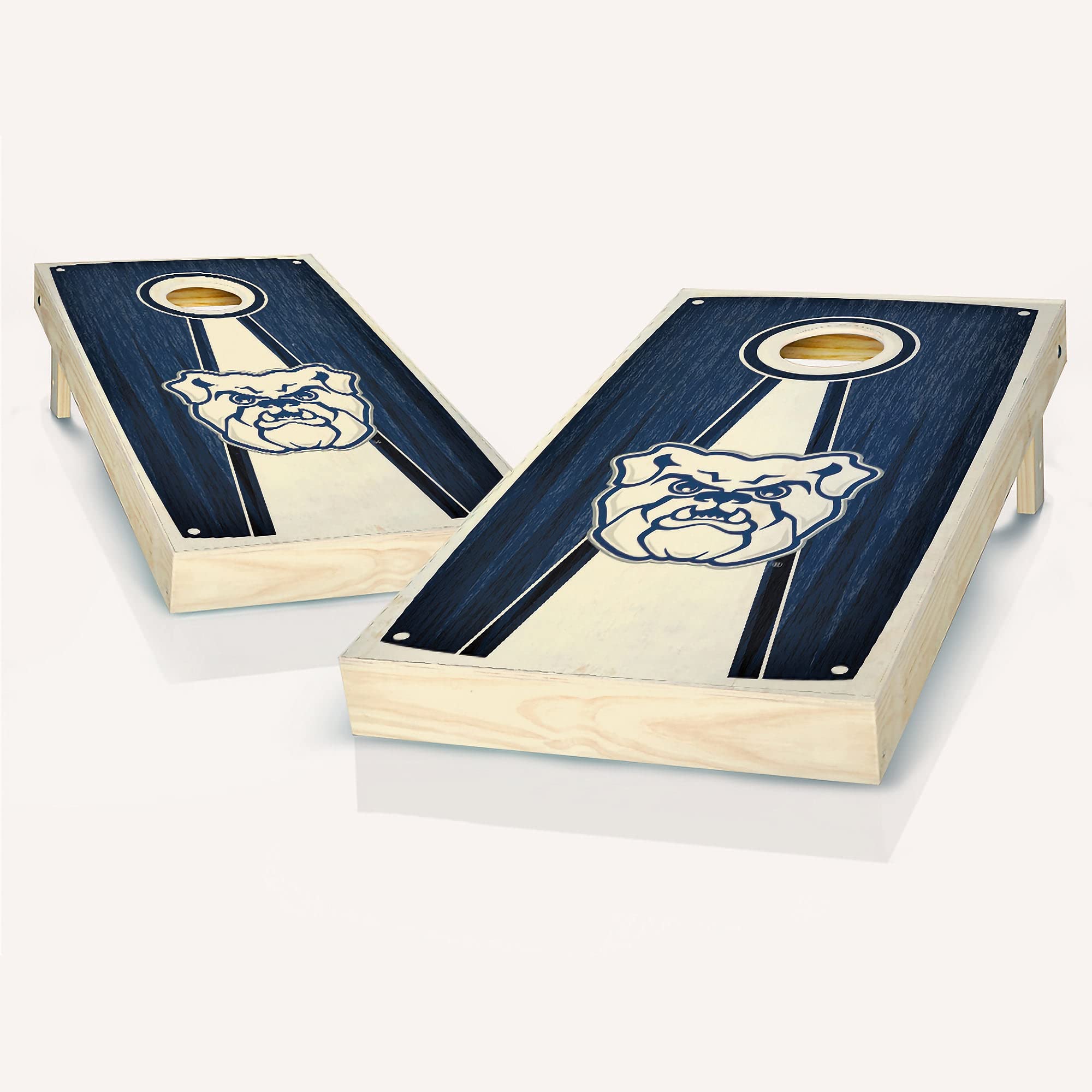 Custom Team Logo Regulation Size Cornhole Board Set - Skip's Garage Butler Themed Pyramid Design for Backyard Games, Tailgating & Outdoor Parties