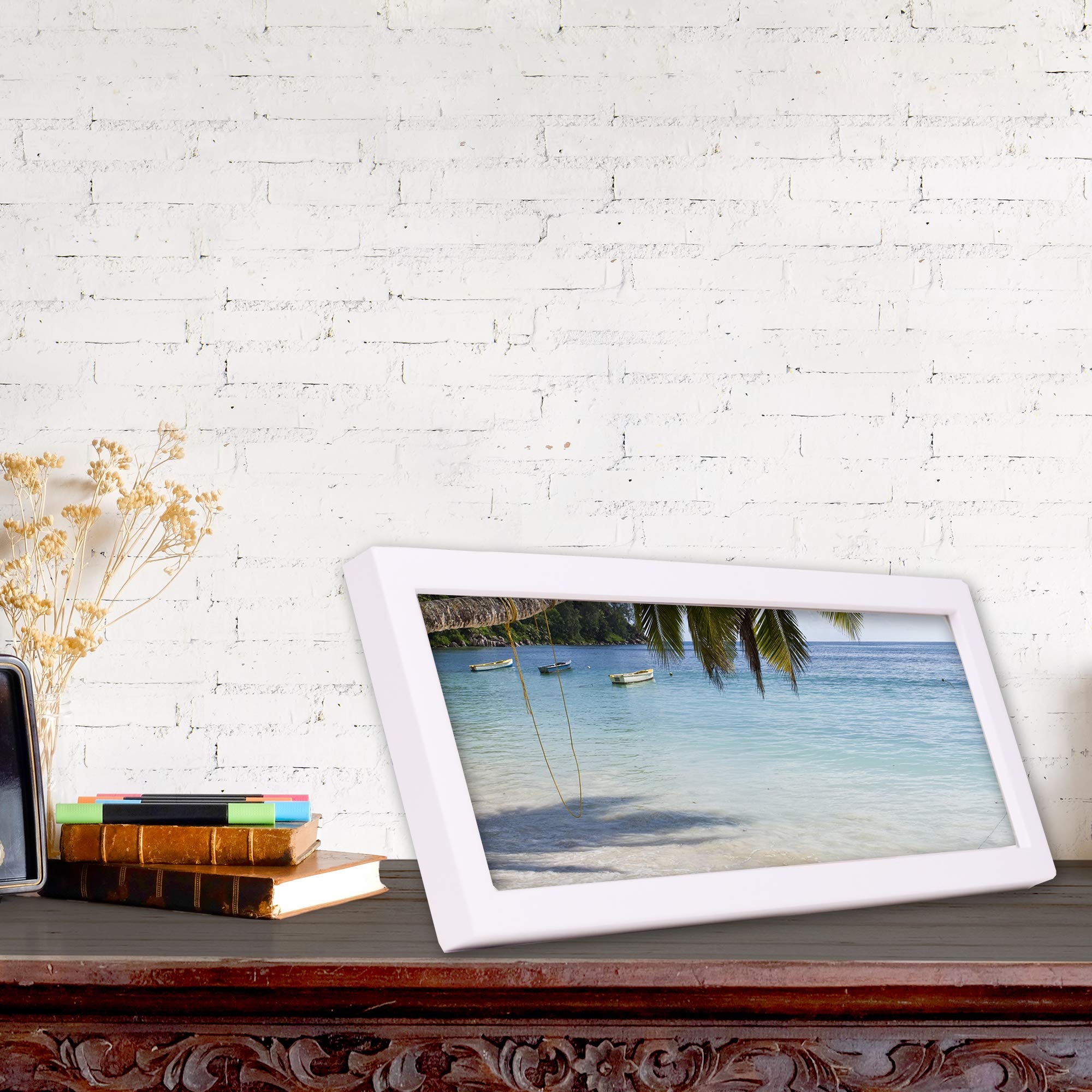 Lawrence Frames Standard Wood Picture Frame 4x12 Inches - White Wooden Photo Frame for Wall Display, Home Decor, Office Art, and Family Photos - Perfect for Living Room, Bedroom, or Gallery Wall