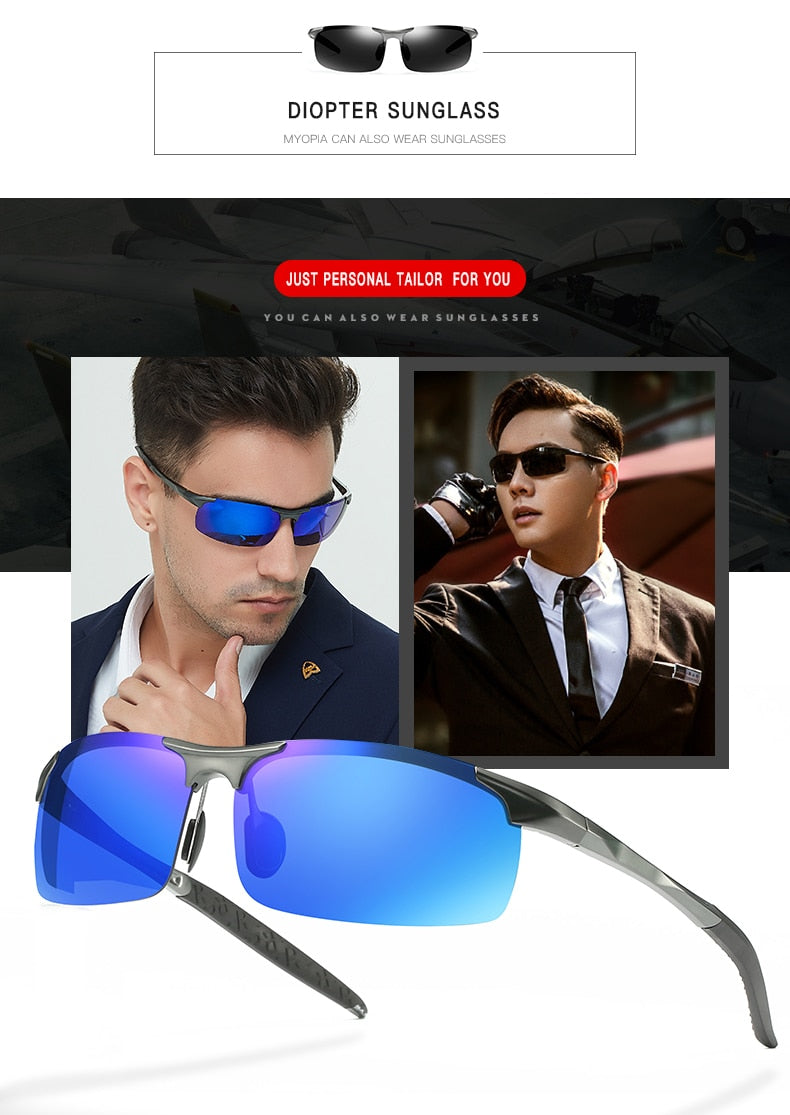 Aidien Men's Full Rim Square TR90 Myopic Reading Glasses & Sunglasses - Lightweight & Durable for Indoor Reading & Outdoor Sun Protection