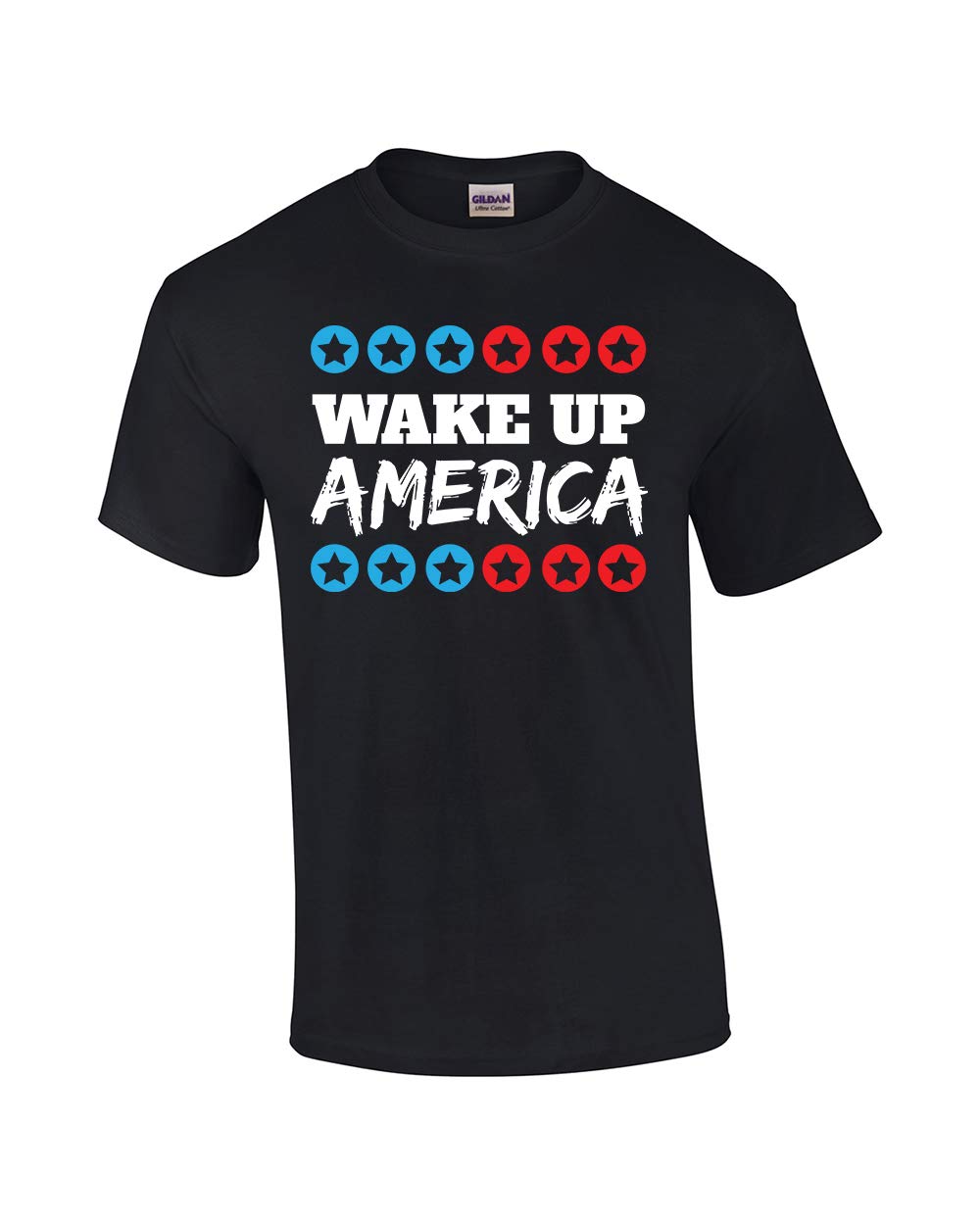 Wake Up America Patriotic Men's Short Sleeve T-Shirt - Comfortable Casual Tee for 4th of July, Veterans Day & Political Events