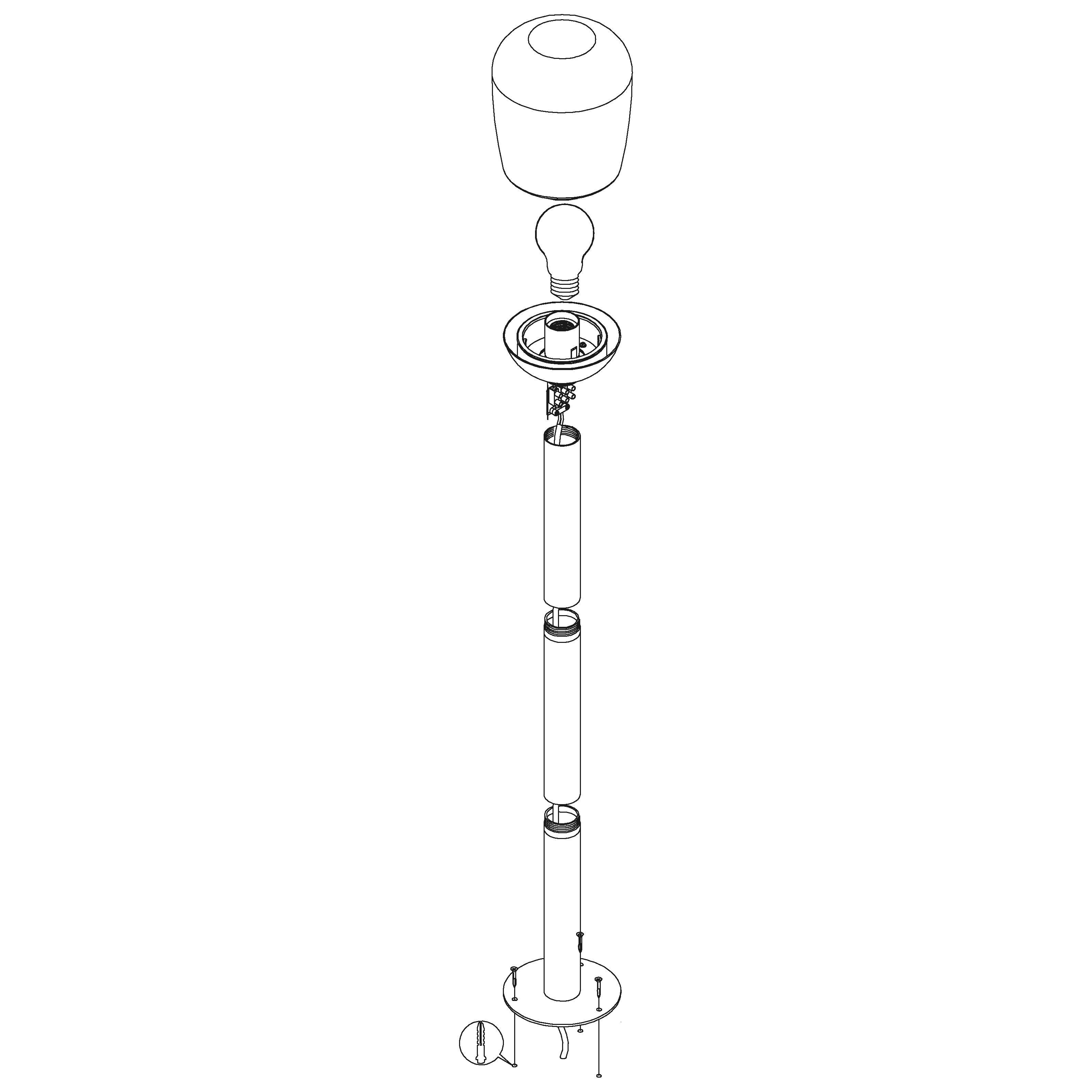 Eglo Donatori IP44 Black Aluminum Outdoor Post Light with Glass Shade - Weatherproof Garden, Patio, and Pathway Lighting for Home & Landscape
