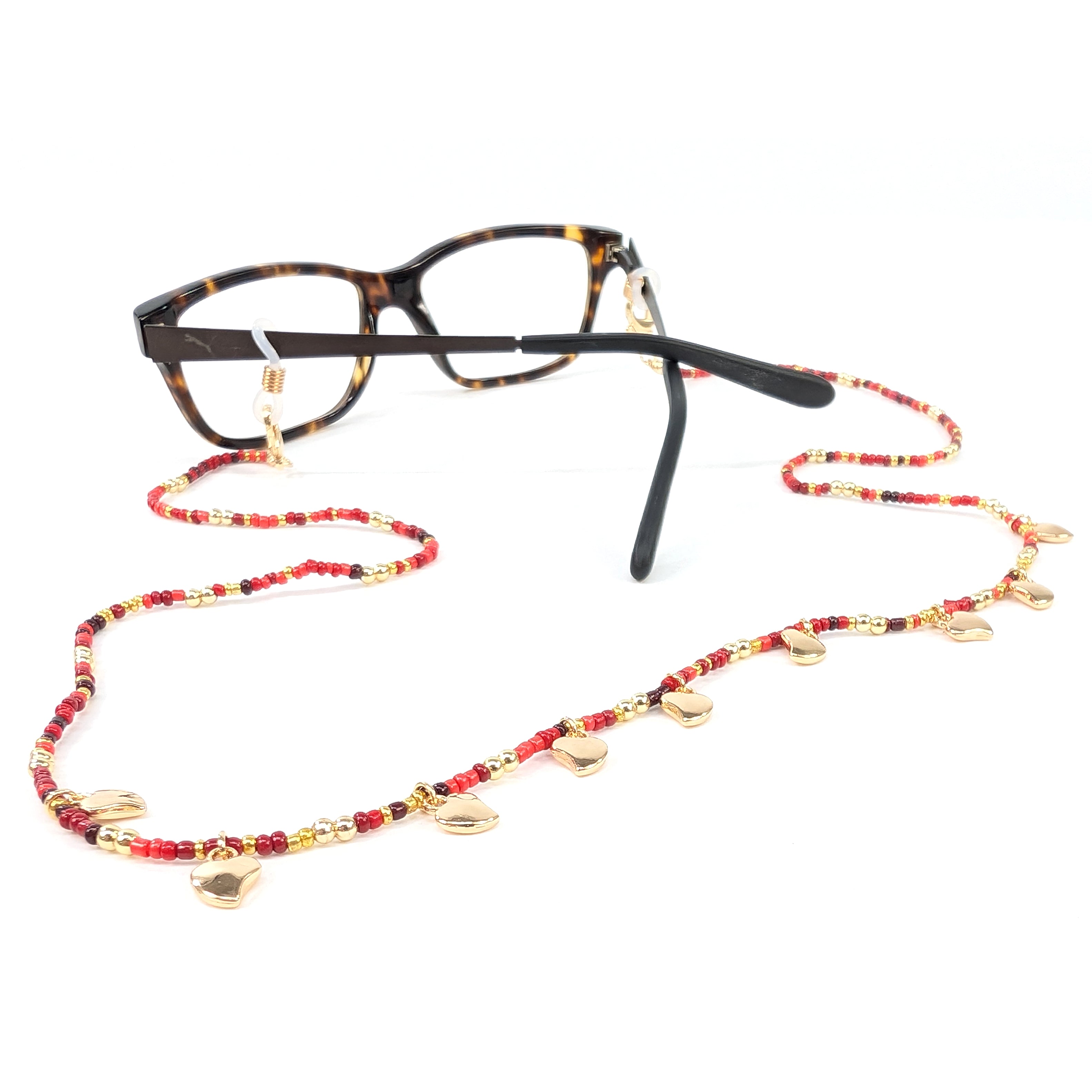 Red Heart Glasses Chain - Stylish & Adjustable Eyewear Holder for Women & Men - Perfect for Reading, Driving, and Fashion Accessories