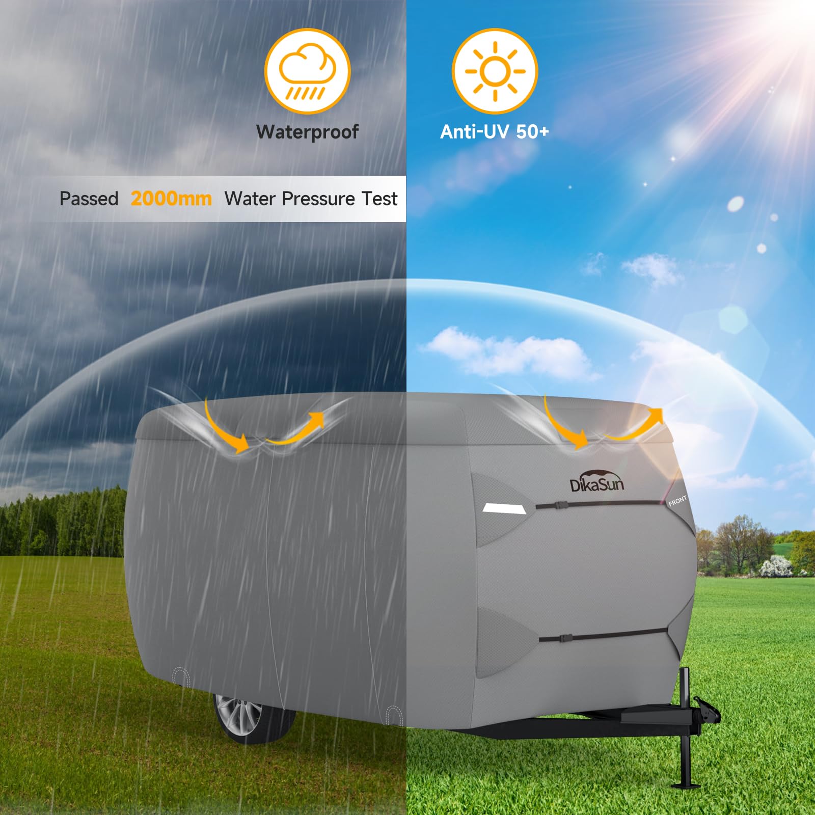 7-Layer Fiberglass RV Travel Trailer Cover - Waterproof, Tear-Resistant Camper Cover for 8'-10' Trailers | All-Weather Protection for Motorhomes, Campers & Outdoor Adventures