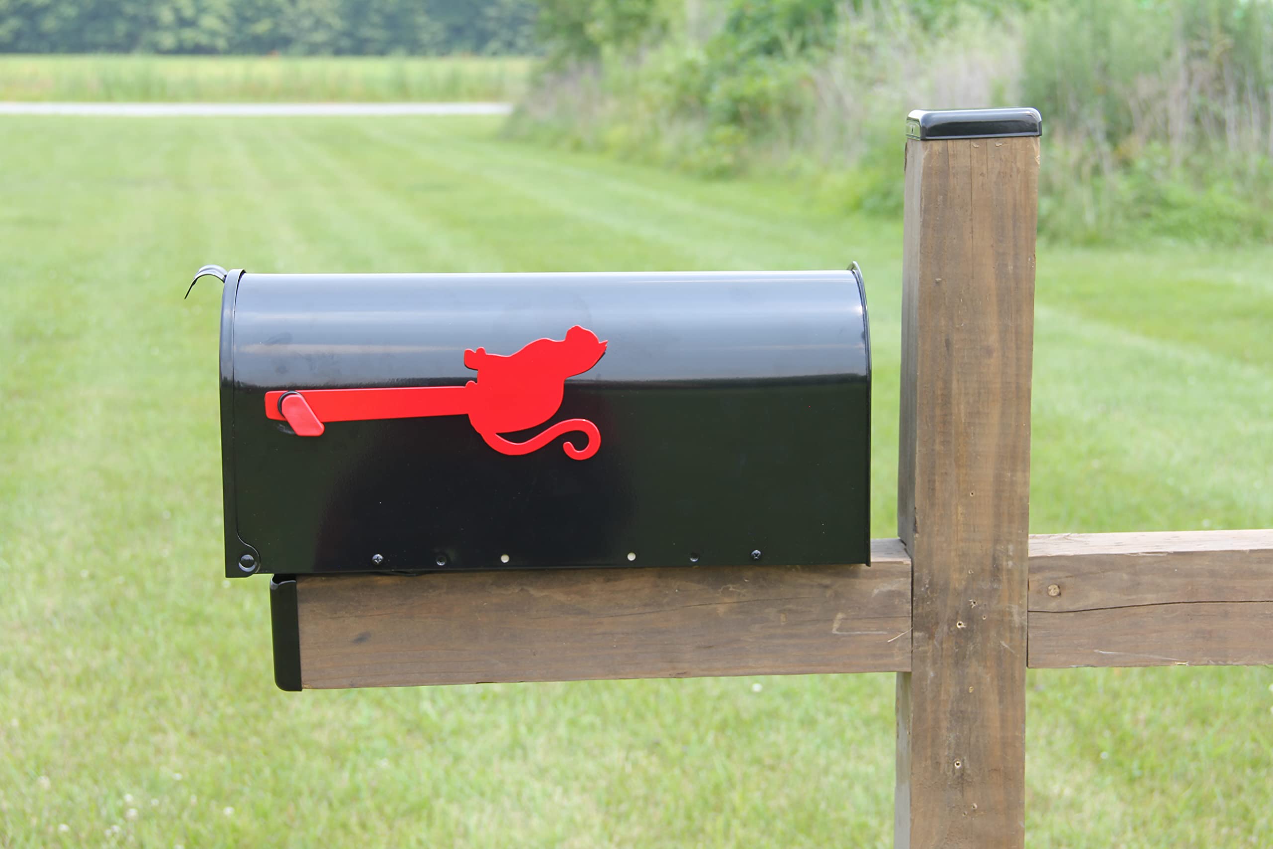 Decorative Metal Cat Mailbox Replacement Flag - Madison Iron & Wood Design (Red) | Flag Only, No Mounting Hardware | Perfect for Outdoor Mailboxes, Garden Decor & Unique Home Accents