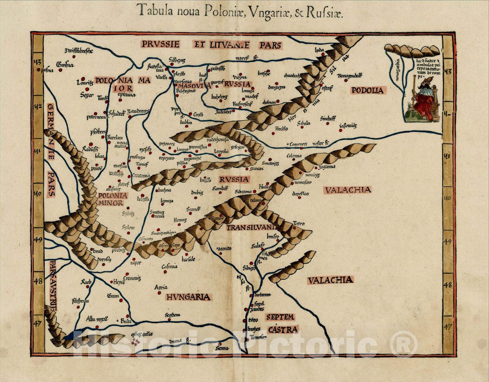 Vintage Historic Map - Tabula Nova Polonia, Ungariae, and Russiae 1522 by Lorenz Fries - 56x44 Inch Wall Art Decor for Home, Office & Library | Antique Cartography Gift for History Lovers