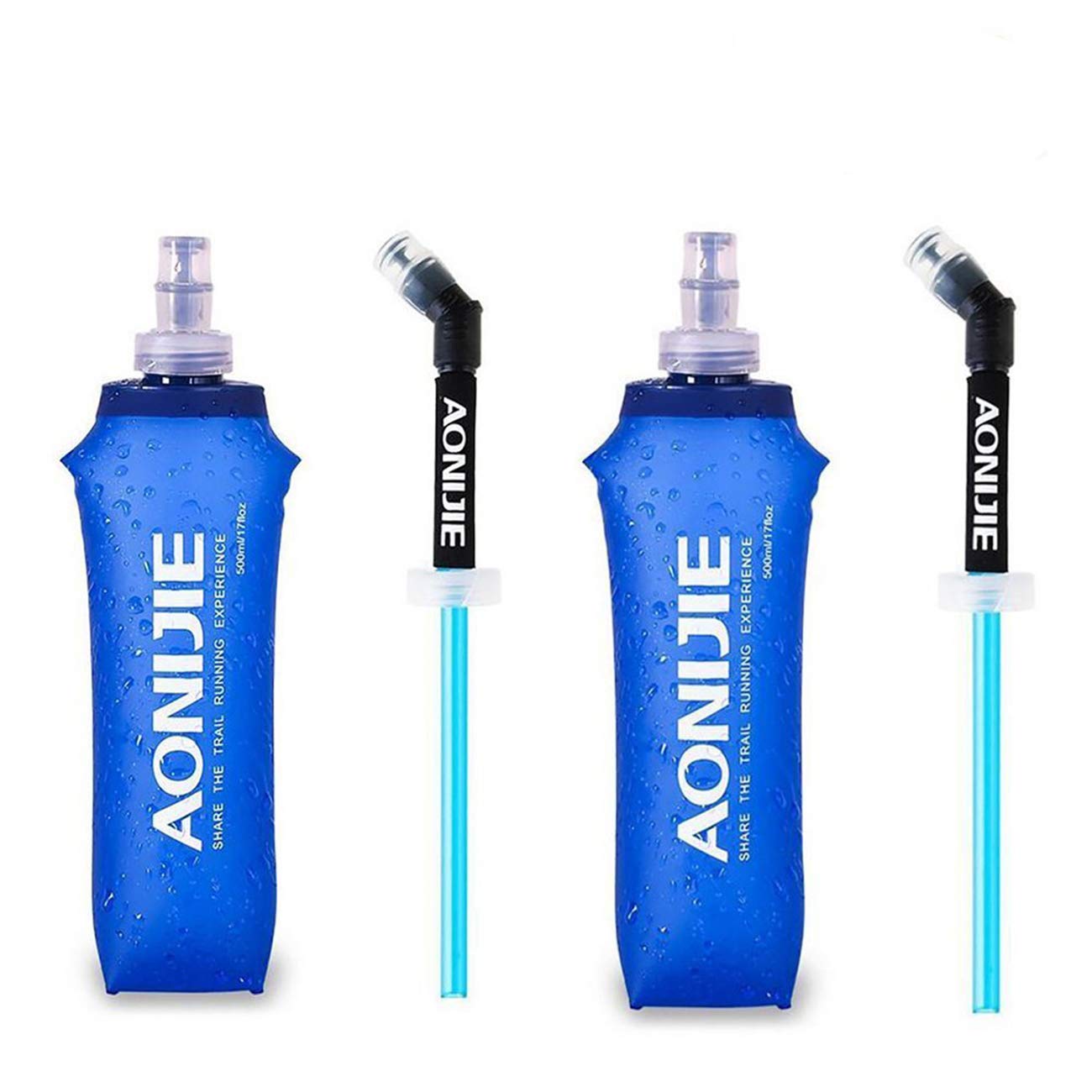 AONIJIE 2 Pack 500ml Collapsible Water Bottle for Running Hiking Cycling - Portable Hydration for Outdoor Sports