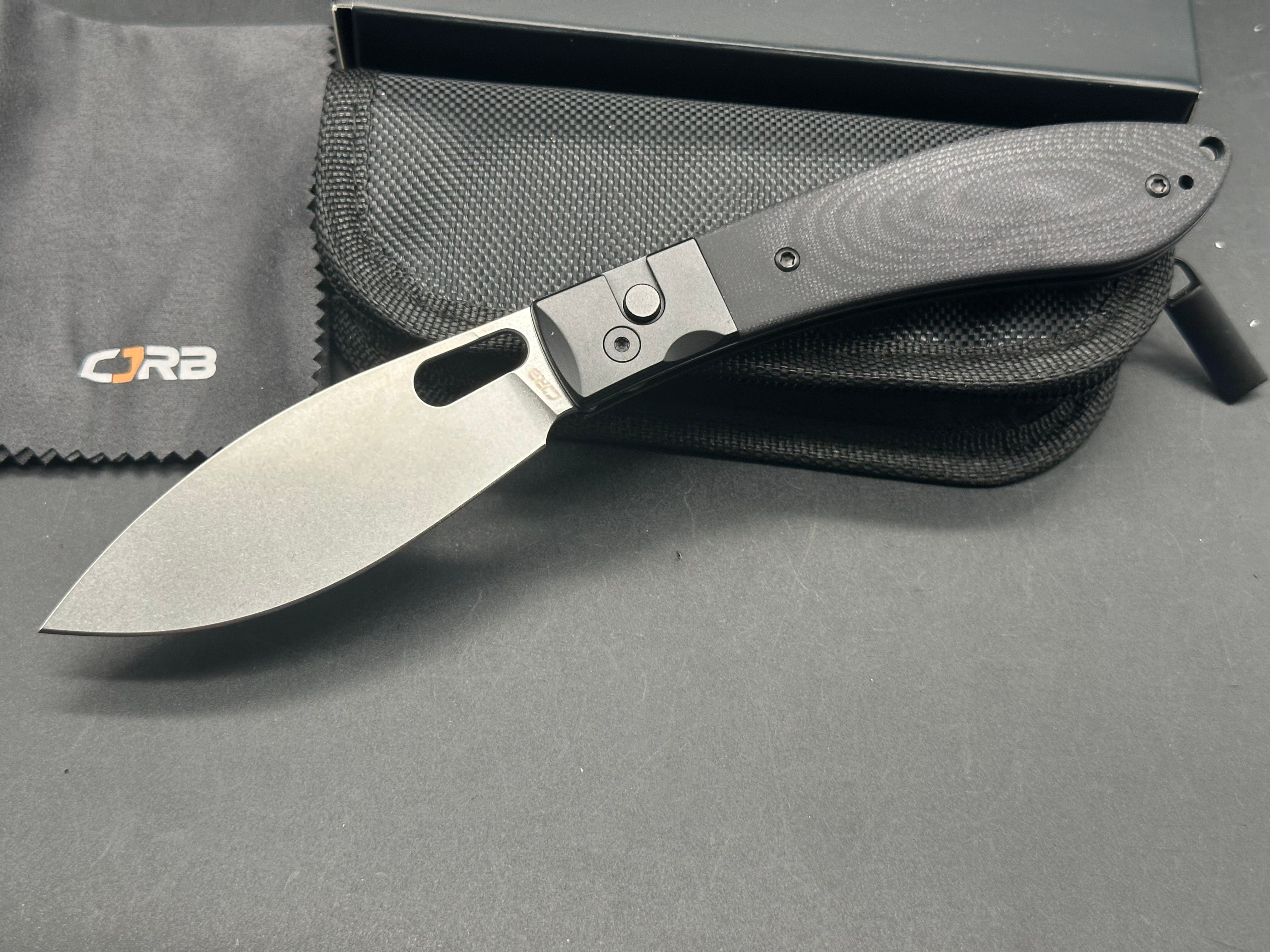 CJRB SASAYA Folding Knife - Black G10 Handle, AR-RPM9 Steel Blade, Drop Point Plain Edge with Stonewash Finish - EDC, Outdoor, Camping, Survival Gear