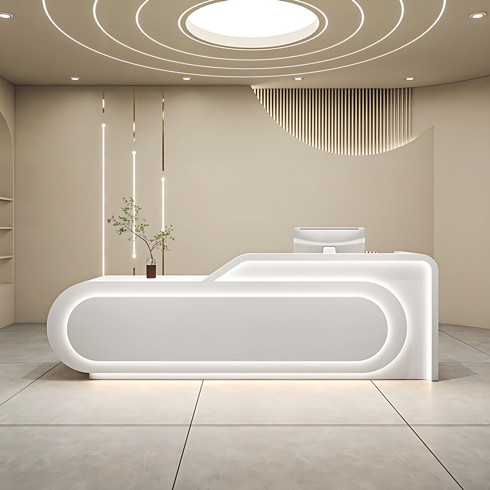 Modern Reception Desk with LED Lighting - 64