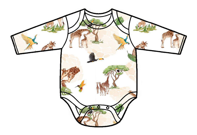 BODYSUITE Long Sleeve Manga Kenya Size 3/6 - Comfortable Kids Bodysuit for Everyday Wear & Playtime