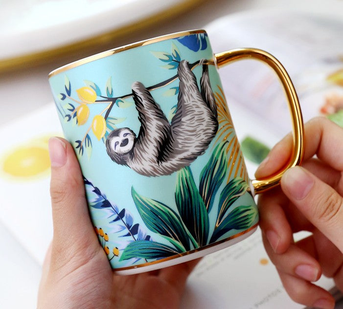 Premium Ceramic Coffee Mugs with Jungle Animal Designs - Large Capacity Porcelain Tea Cups for Office & Home Use - Unique Gift Boxed Drinking Mugs - Perfect for Coffee, Tea, Hot Chocolate & Soups