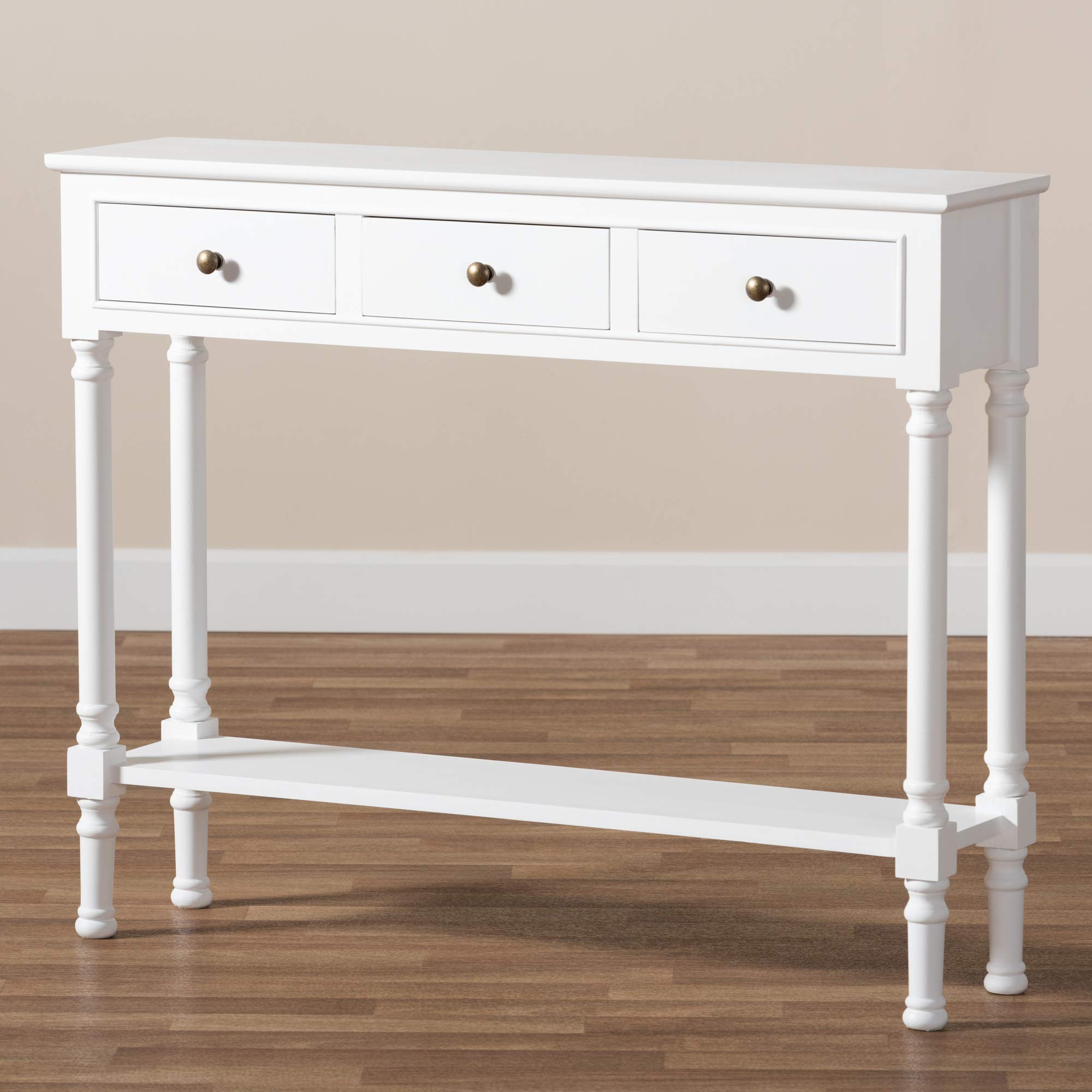 Baxton Studio Modern White Console Table - Entryway Sofa Table, Hallway Accent Furniture for Living Room & Bedroom Decor