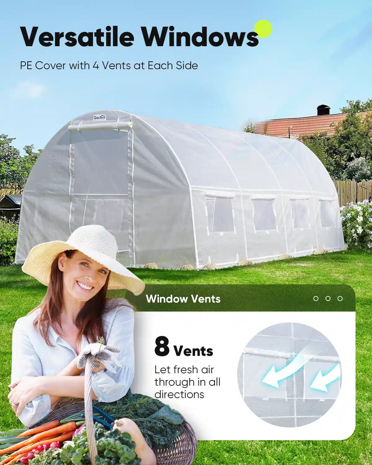 20' x 10' x 6.6' Large Walk-in Greenhouse for Outdoor Gardening - Perfect for Growing Vegetables, Flowers & Plants Year-Round
