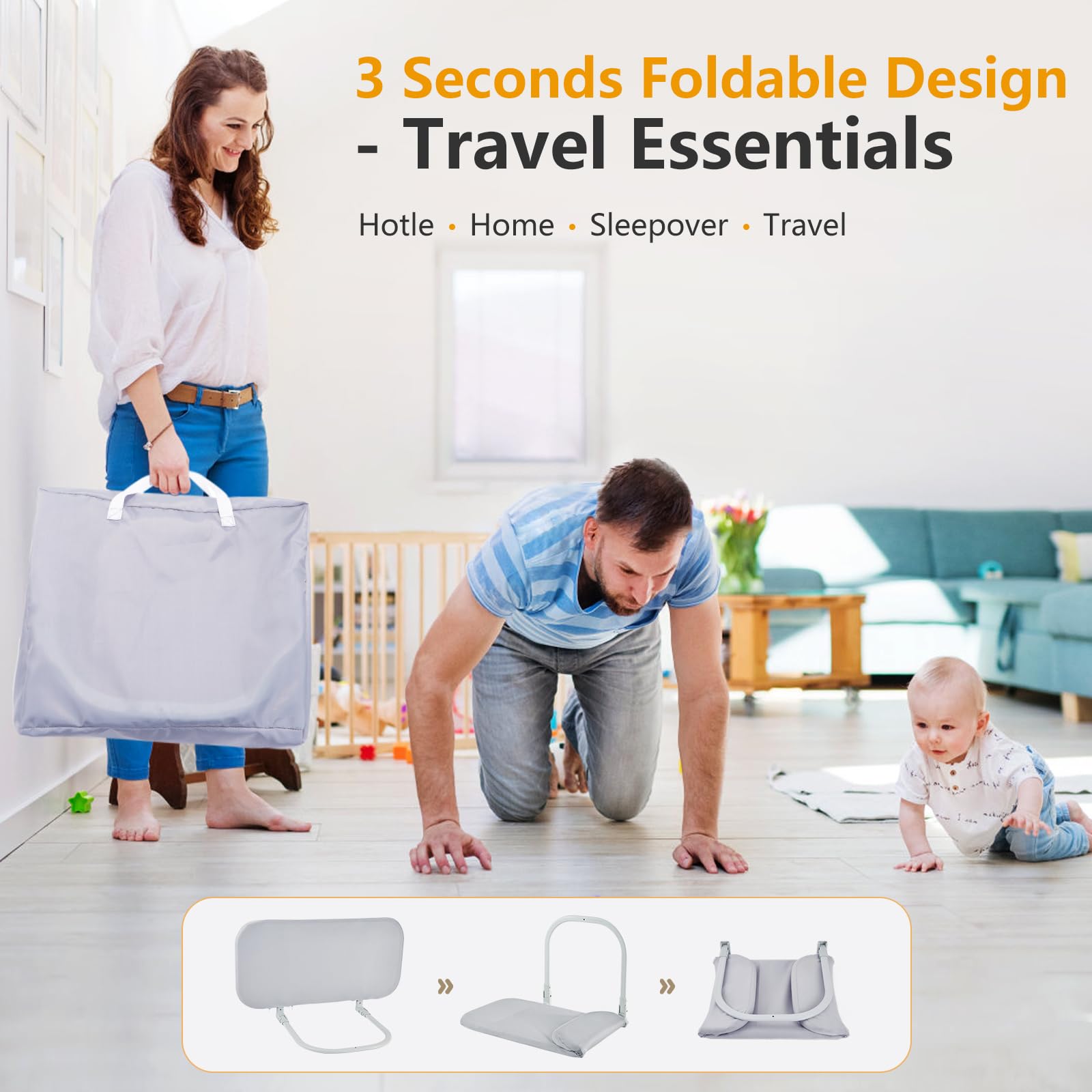 Portable Bed Rails for Toddlers & Kids - Adjustable Safety Guard for Crib, Twin, Full, Queen & King Size Beds - Easy to Install Travel Bed Rail for Home & Hotels - Perfect for Toddler Safety & Peace of Mind