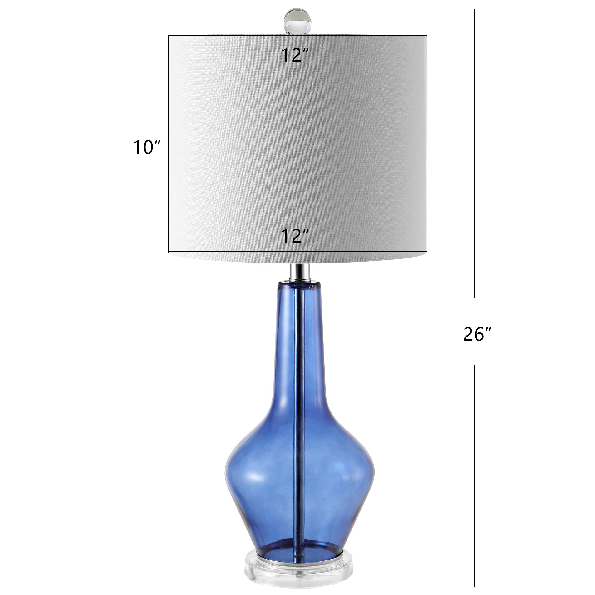 SAFAVIEH Velvet Blue Glass 24-Inch Table Lamp Set of 2 with LED Bulbs - Modern Bedside Lighting for Bedroom, Living Room & Home Office - Perfect for Reading, Relaxing & Decor