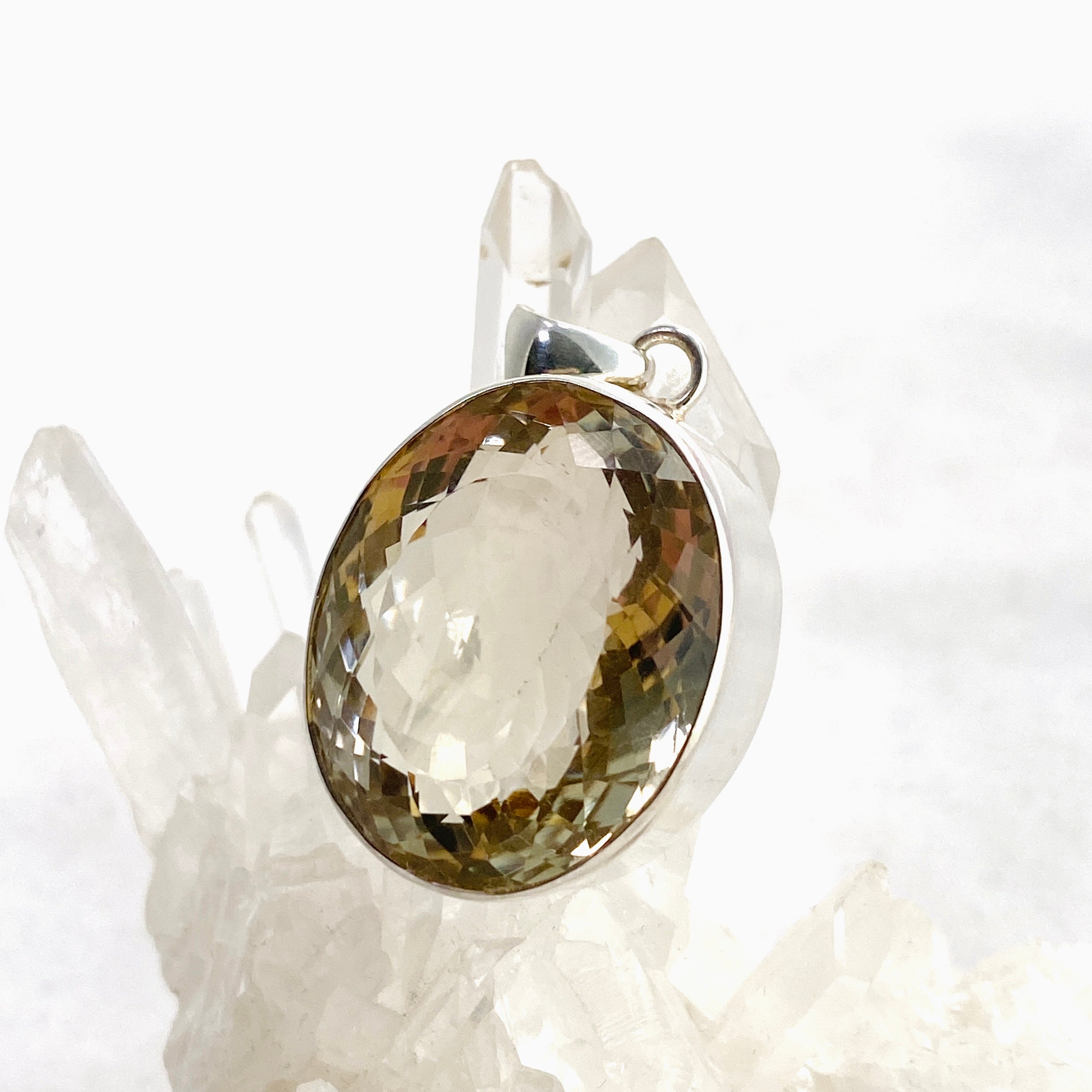 Smokey Lemon Quartz Oval Faceted Pendant Necklace - Natural Gemstone Jewelry for Women - Perfect for Everyday Wear & Special Occasions