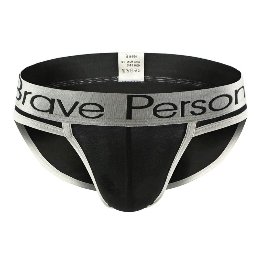 AUFJ Men's Sexy G-String Thongs - Breathable Soft Cotton Exotic T-Back Briefs - Solid Color Letter Underwear Pack (Black) - Perfect for Parties, Lingerie & Intimate Moments