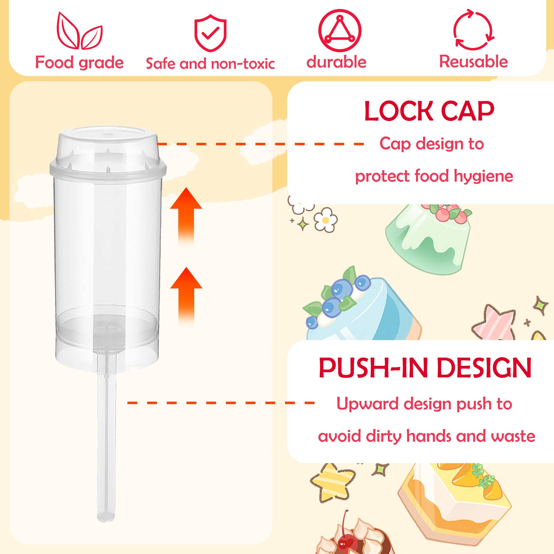 TORMEN 80 Pack Clear Round Push Up Cake Pop Containers with Lids, Base & Sticks - Perfect for Wedding Favors, Birthday Parties, Baby Showers & Dessert Displays