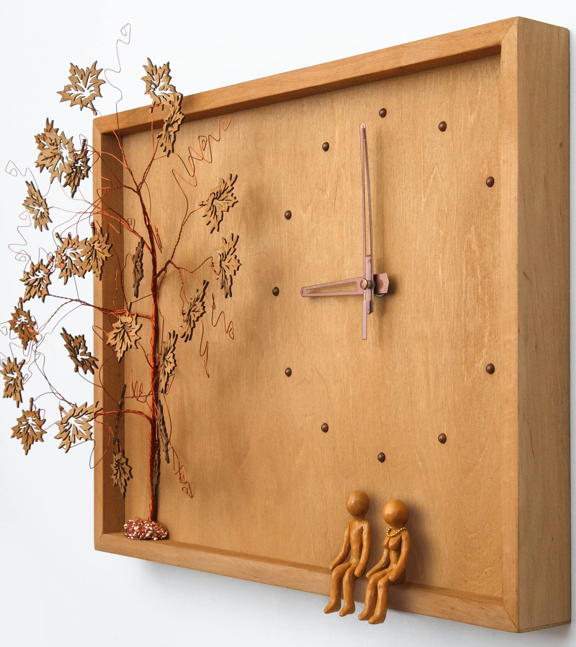 5th Anniversary Gift for Her & Him - Personalized Wood Family Tree Clock - Unique 5 Year Wedding Anniversary Gift for Wife, Husband, Couple - Perfect for Home Decor & Romantic Gifts