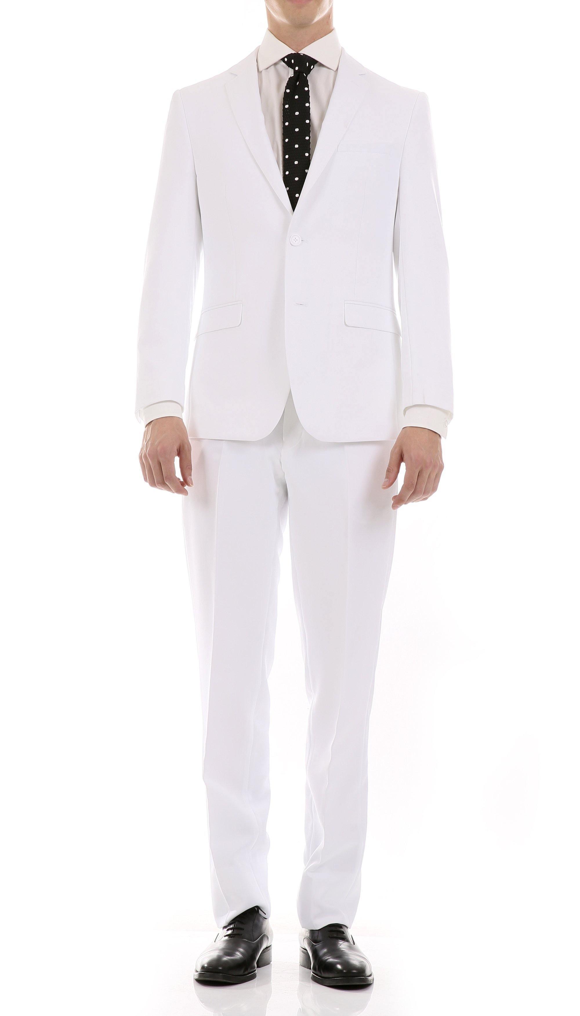 Oslo Collection Slim Fit 2-Piece White Suit for Men | Formal Business Attire & Wedding Outfits