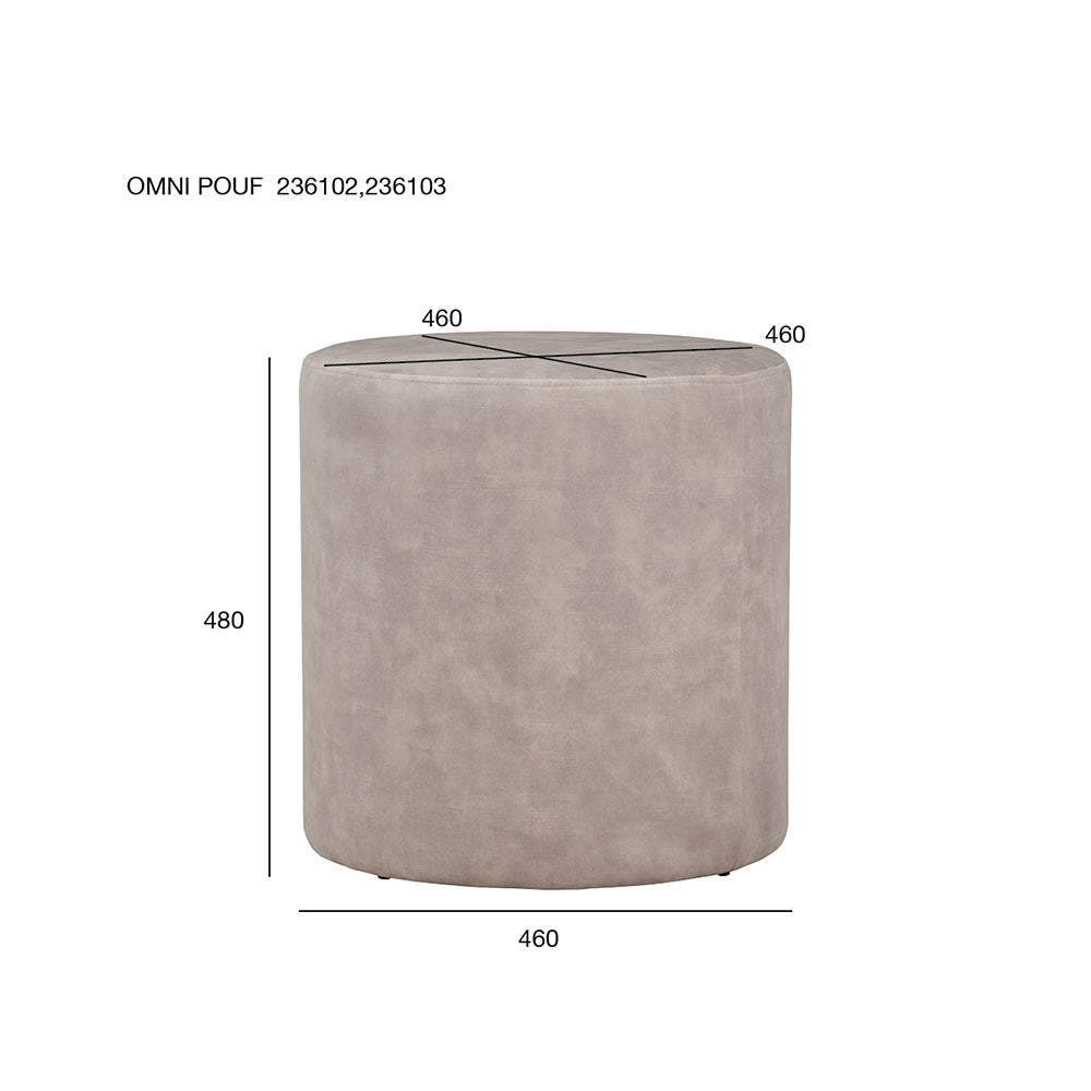 OMNI Ottoman 46cm - Beige Storage Footrest Stool with Removable Cover, Soft Padded Seat for Living Room, Bedroom & Office - Modern Home Decor Furniture