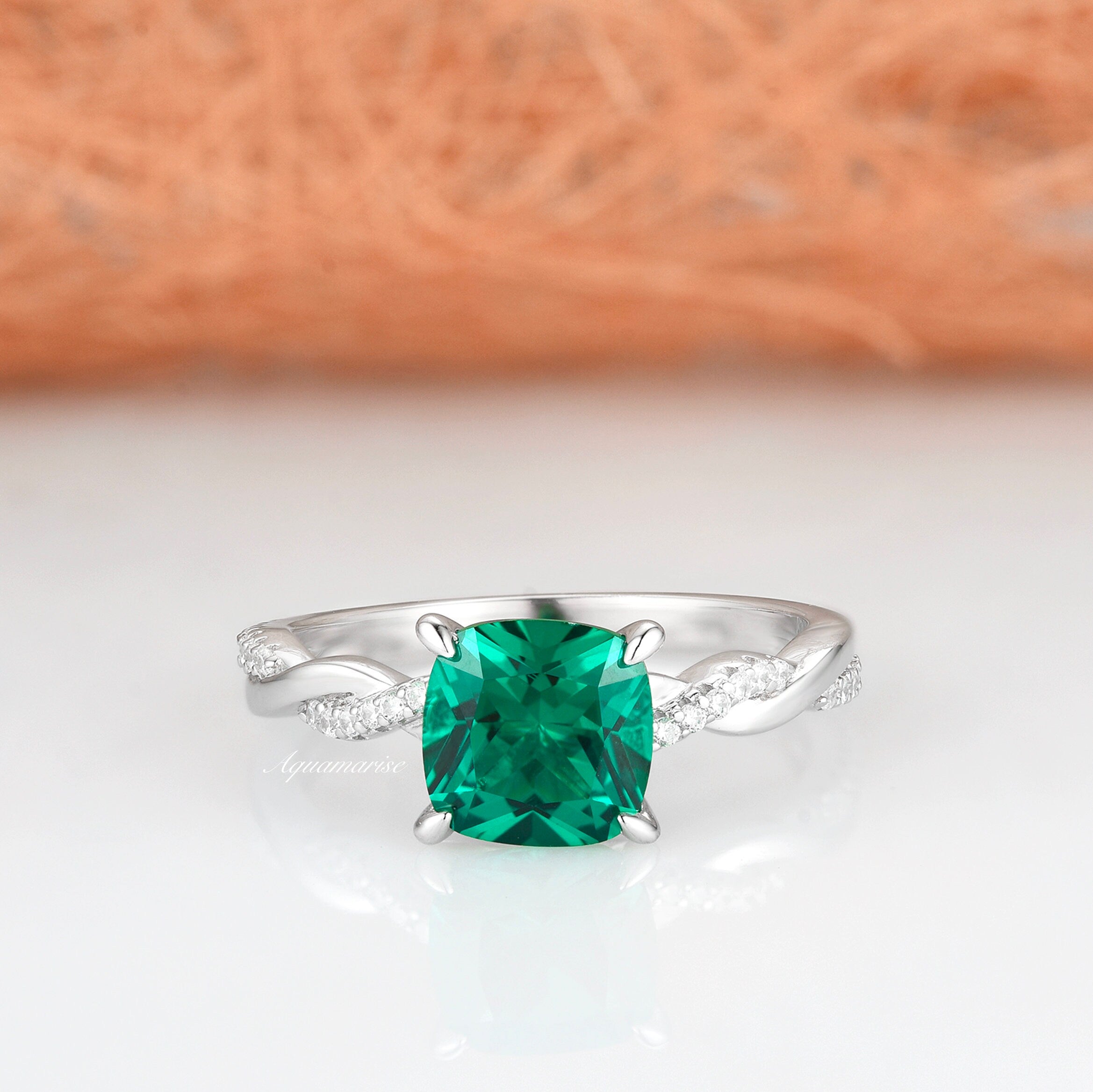 Sophia Emerald Ring Sterling Silver - Elegant Green Gemstone Jewelry for Women, Perfect for Engagement, Wedding & Special Occasions