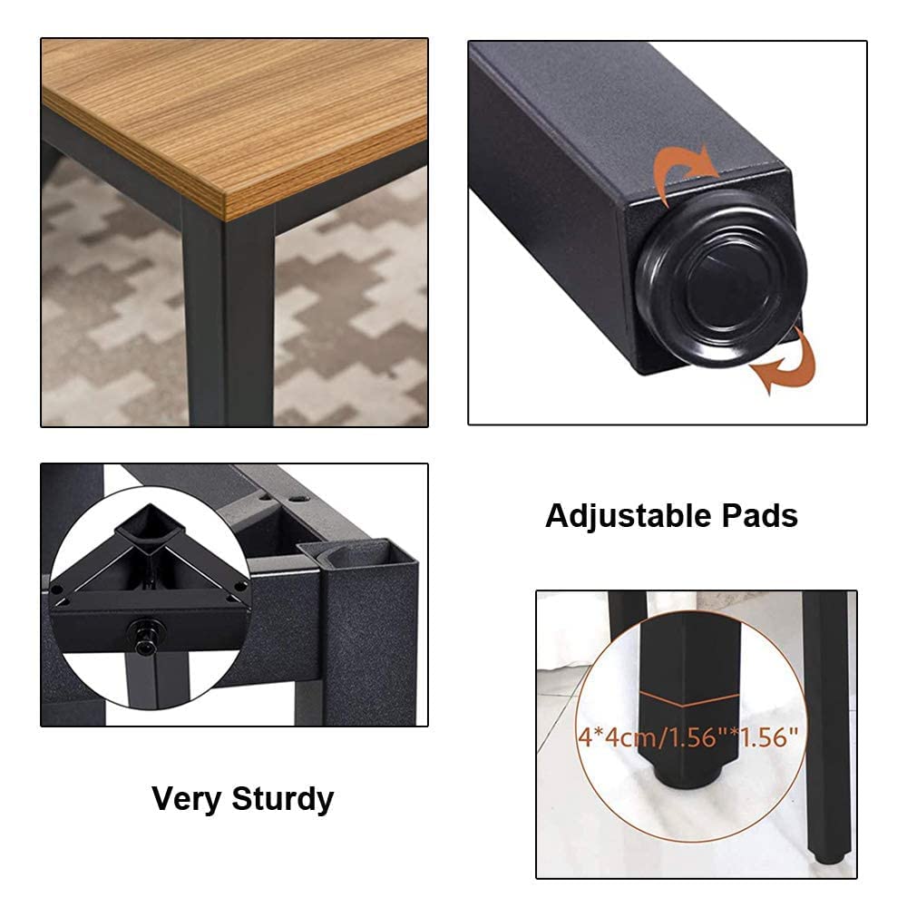BIBOC 24x55 Inches Computer Desk & Dining Table - Sturdy Composite Wood Office Desk with Walnut & Black Legs - Perfect for Home Office, Study, and Small Space Workstations