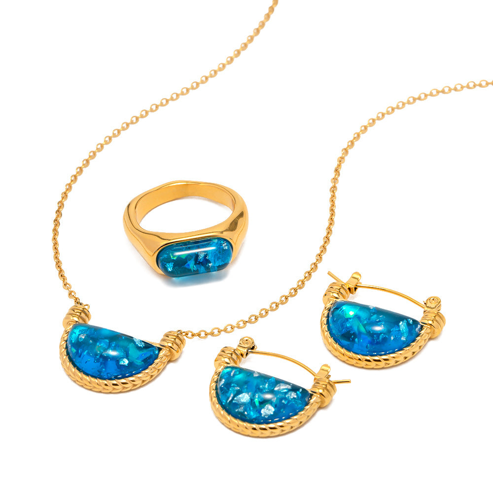 18K Gold Boho Fan Shape Chain Necklace Set - Stainless Steel Jewelry for Women | Elegant Layering Necklace for Party, Wedding & Everyday Wear | JDN046
