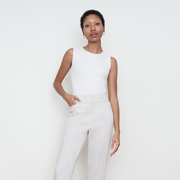 Chester Pant - Slubbed Stretch Linen Pants for Women | Natural Color | Comfortable Casual Wear for Office & Weekend Outings