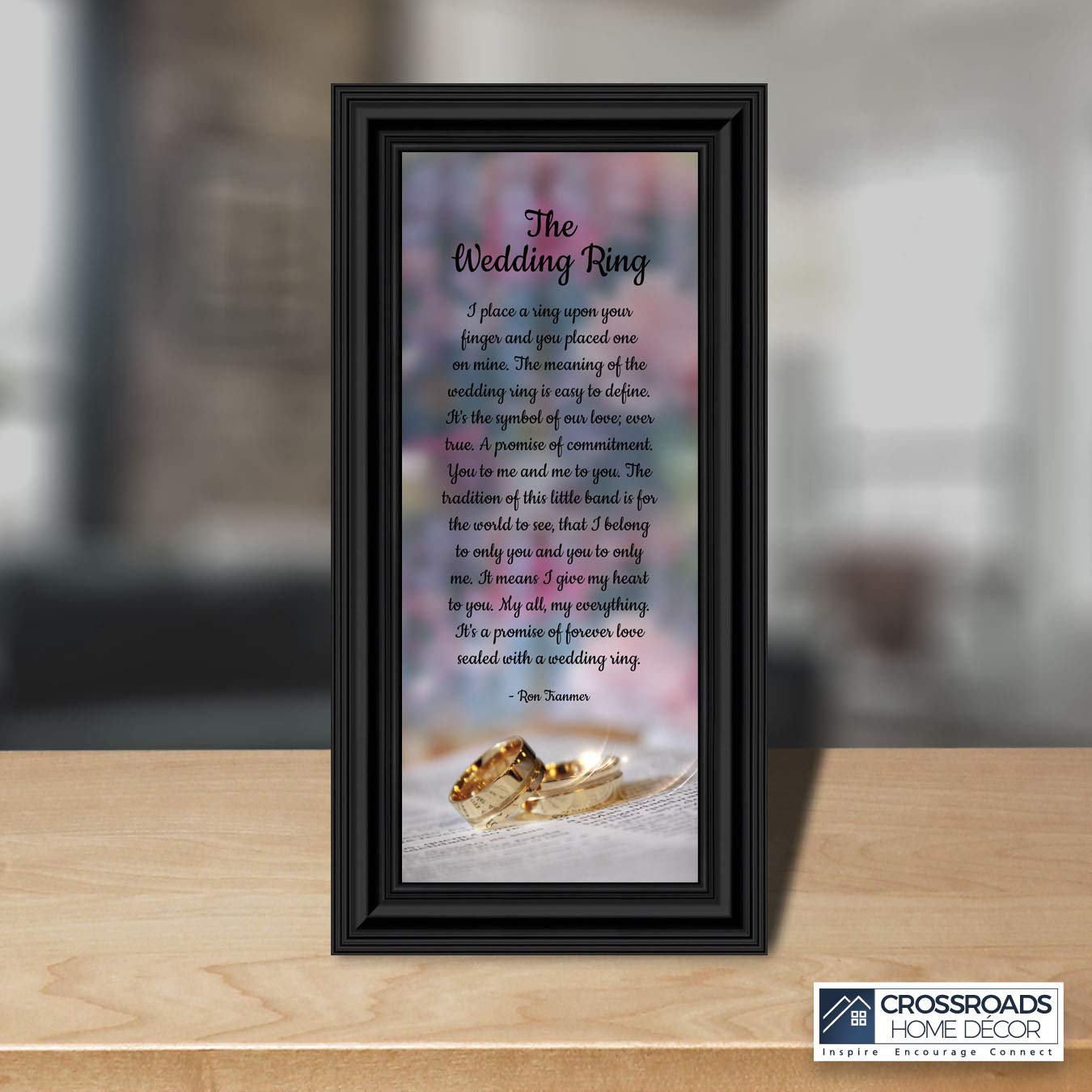 Crossroads Home Décor The Wedding Ring Picture Frame - Romantic Keepsake Gift for Couples, Anniversaries & True Love - Perfect for Wedding Photos, Bedroom Décor & Heartfelt Moments (7416B)