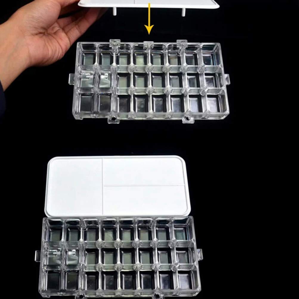 24-Piece Magnetic Paint Palette with Lid - Reusable Folding Paint Tray for Acrylic, Watercolor & Oil Painting - Perfect for Artists, Students & DIY Projects - White Paint Box for Studio, Classroom & Home Use