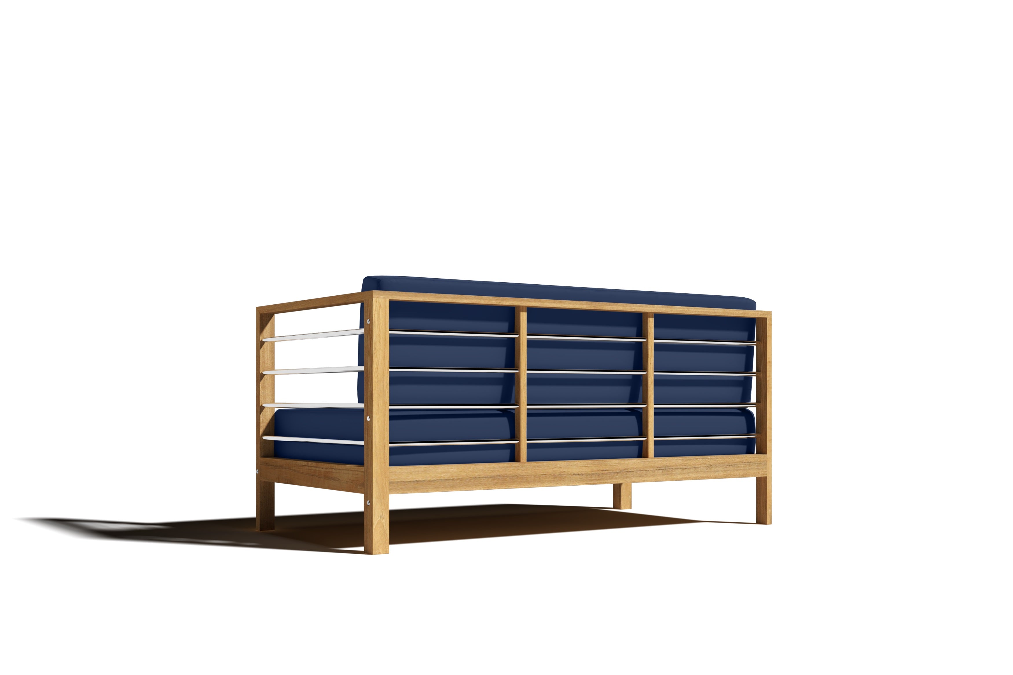 Premium Leon Teak Outdoor Sectional Right Sofa with Sunbrella Navy Cushion - Weather-Resistant Patio Furniture for Backyard, Poolside & Garden Relaxation