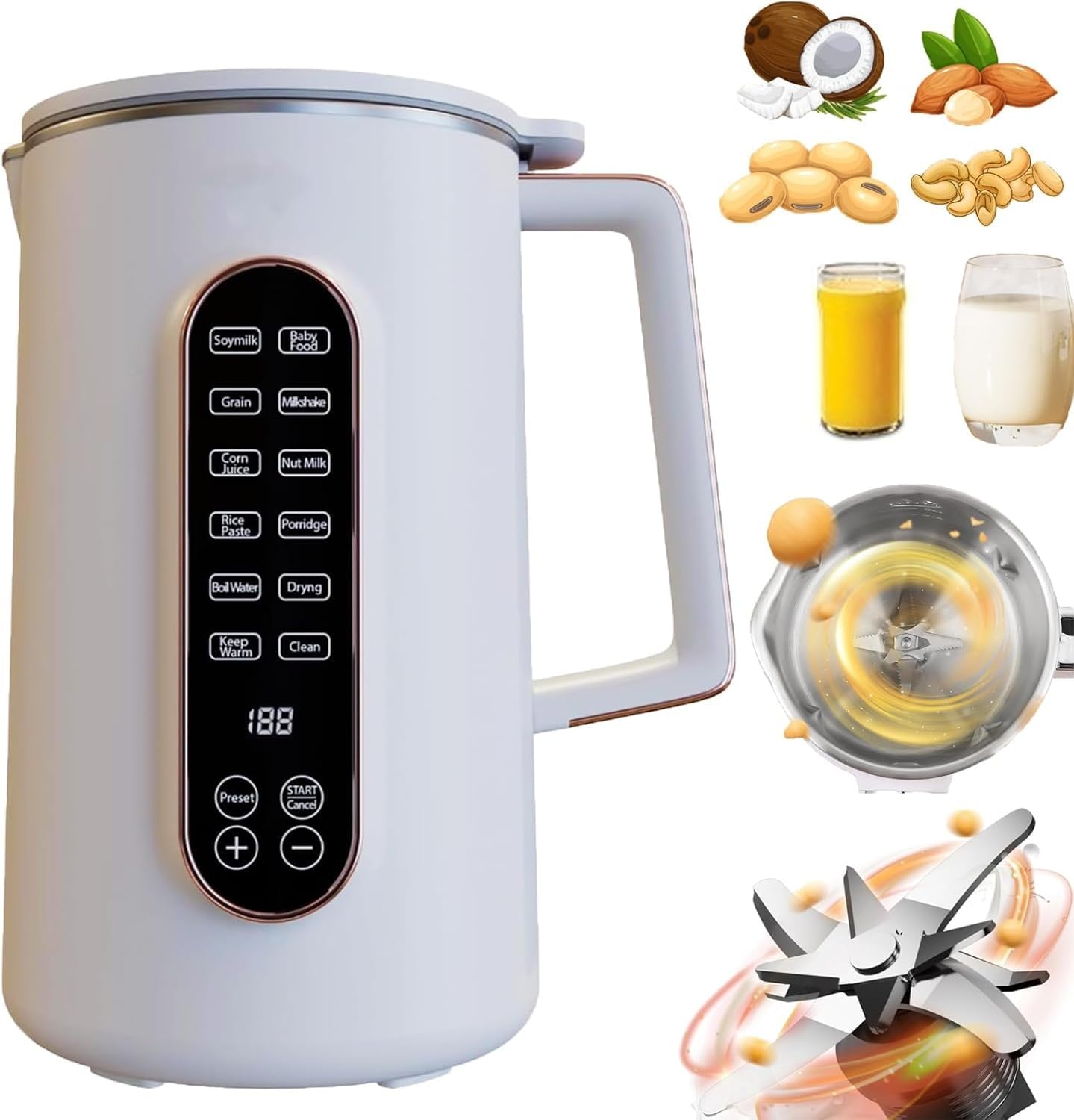 **Mylk Nut Milk Maker Machine - 8-in-1 Automatic Almond, Soy, Oat Milk Blender - 33oz Capacity, No Straining (White) - Perfect for Vegan, Dairy-Free, and Plant-Based Diets at Home**