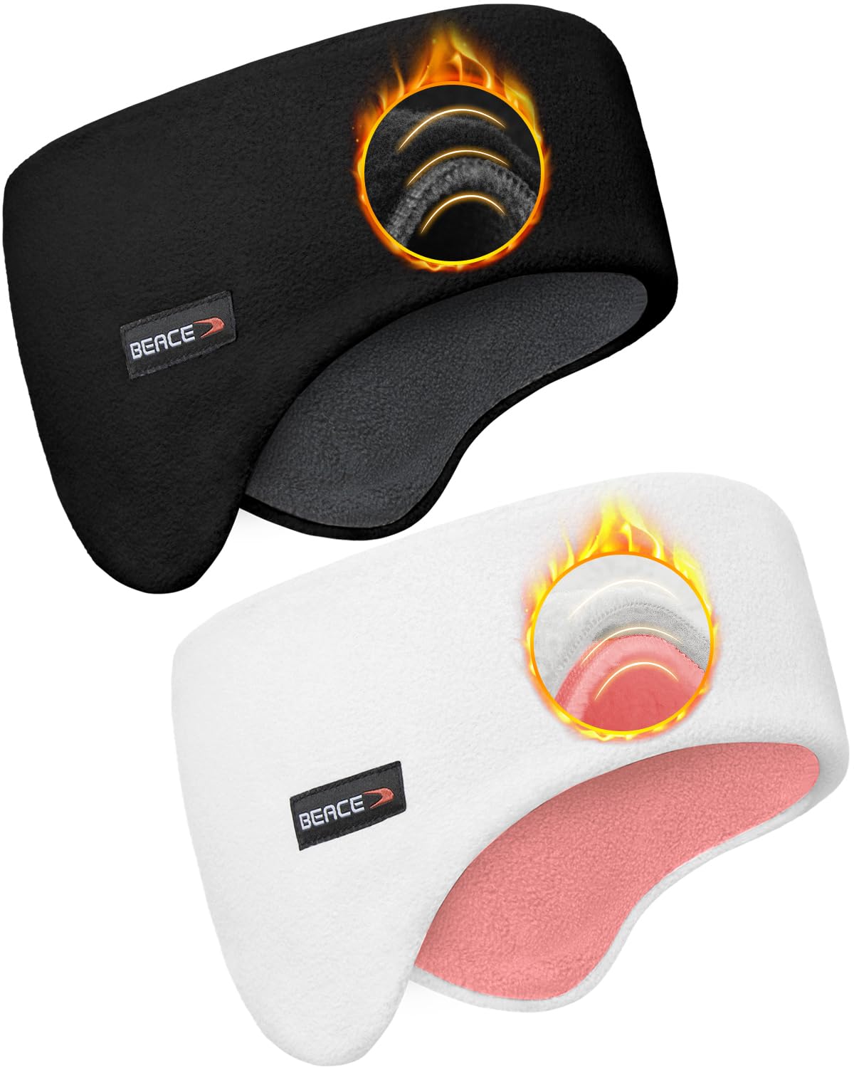 BEACE Double-Layer Fleece Ear Warmers for Men & Women - Winter Headband, Ear Muffs & Covers for Running, Cycling, Skiing - Cold Weather Outdoor Sports Accessories