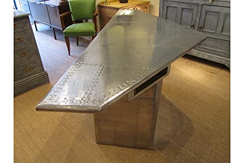 Vintage Aluminum Aviator Wing Airplane Desk & Coffee Table - Industrial Decor for Home Office, Man Cave & Aviation Enthusiasts | ARTIZANSTORE