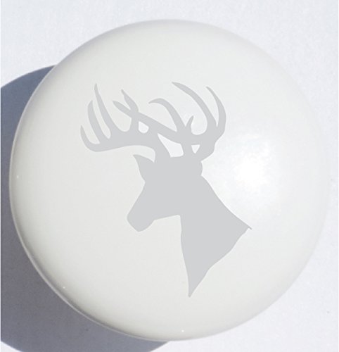 Grey Stag Deer Ceramic Drawer Pull - Woodland Animal Cabinet Knob for Nursery Decor, Kids Room, Cabinets & Furniture Hardware - Single Grey Deer Print Knob for Home & Office Use
