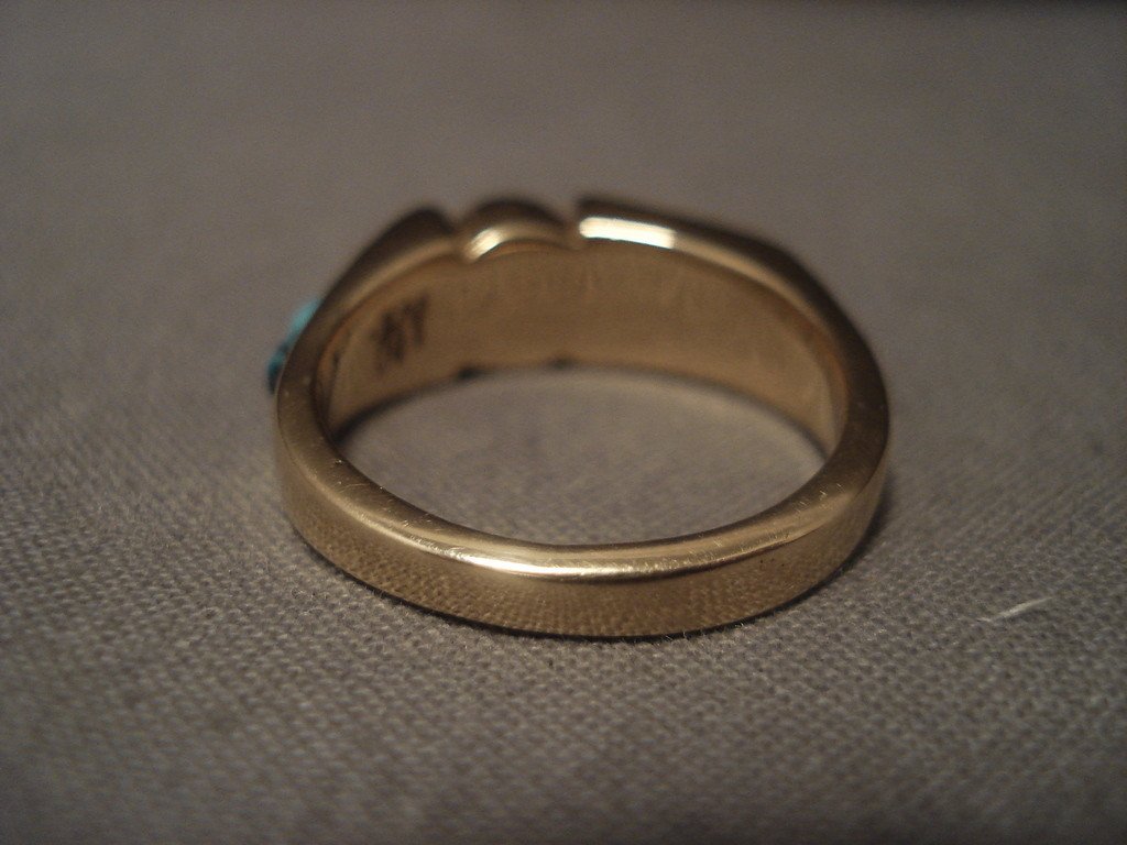 14K Gold Vintage Navajo Native American Turquoise Ring - Handmade Southwest Jewelry for Women - Perfect for Boho, Western & Festival Fashion