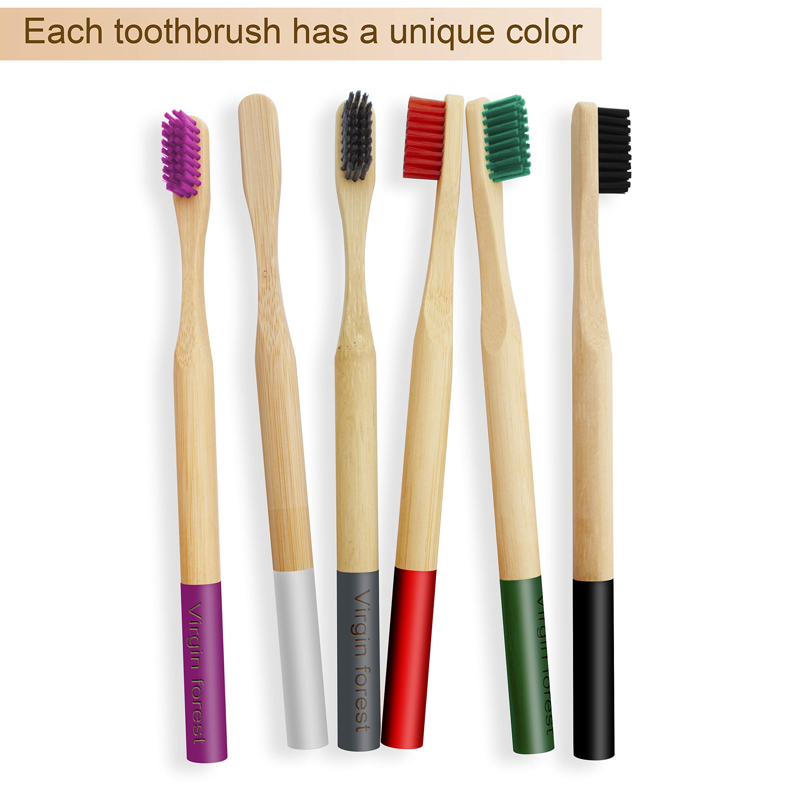 Eco-Friendly Bamboo Toothbrushes 6-Pack | Biodegradable, BPA-Free, Natural Wooden Toothbrushes for Sensitive Gums | Sustainable Travel & Daily Oral Care Essentials