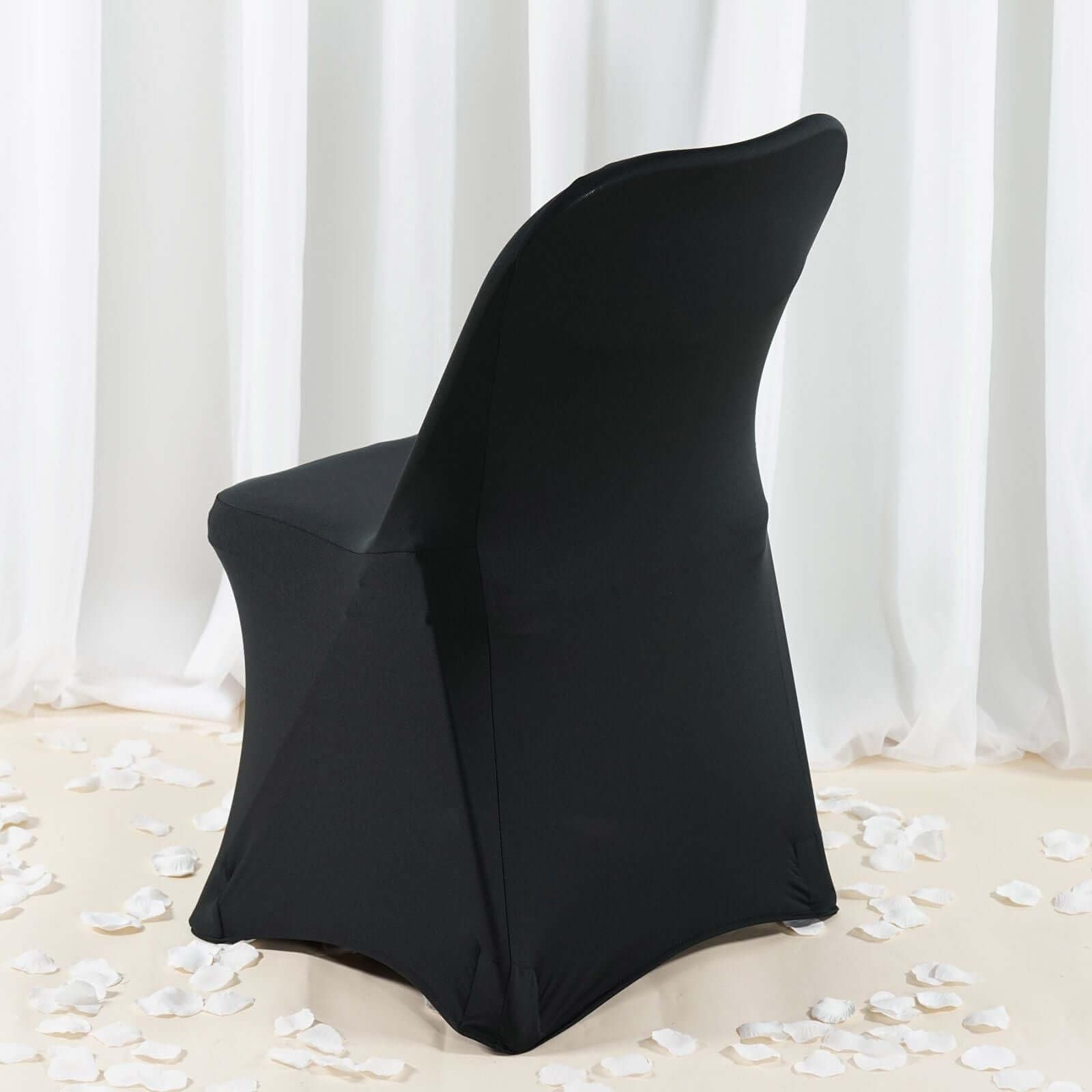 Efavormart 40-Pack Premium Black Spandex Stretch Folding Chair Covers - Elastic Fitted Seat Covers for Weddings, Parties, Events & Home Decor