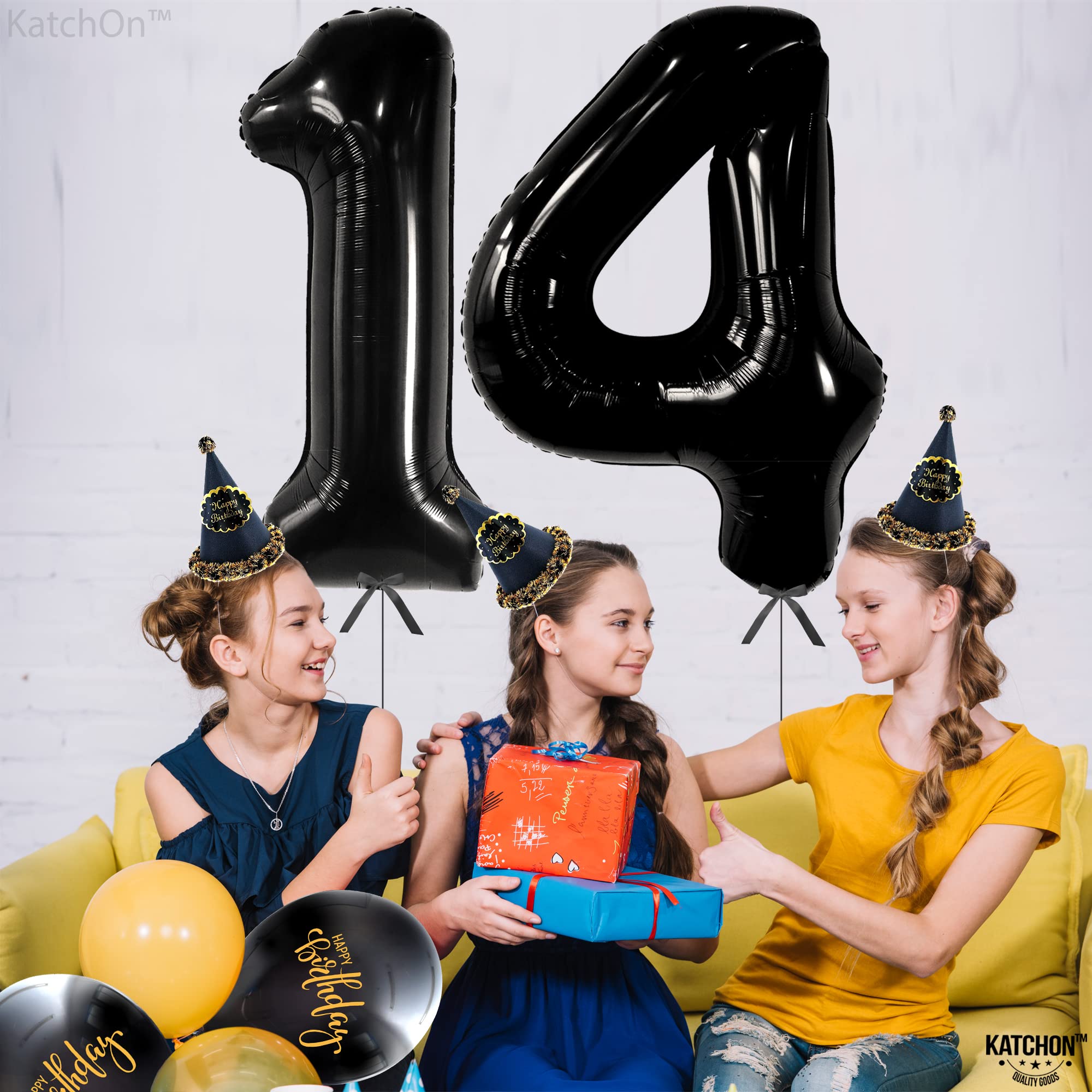KatchOn 40 Inch Giant Black 14 Balloon Numbers Foil - Birthday Party Decorations for Boys | 14th Birthday Balloons for Teen Boy Party Supplies | Perfect for Birthday Parties, Graduations & Special Celebrations