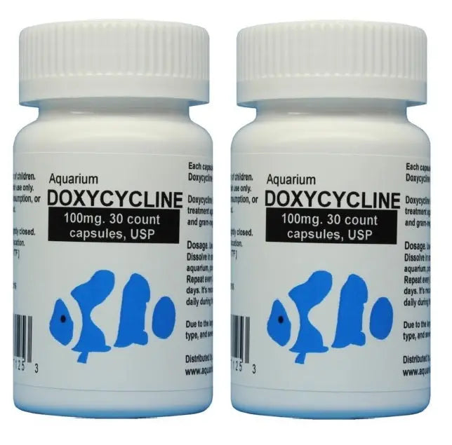 Premium Fish Doxycycline 100mg Antibiotic Treatment - 30 Capsules per Bottle (2-Pack) | Effective Aquarium Medication for Bacterial Infections in Tropical Fish, Goldfish & Koi | Ideal for Pond & Tank Water Treatment