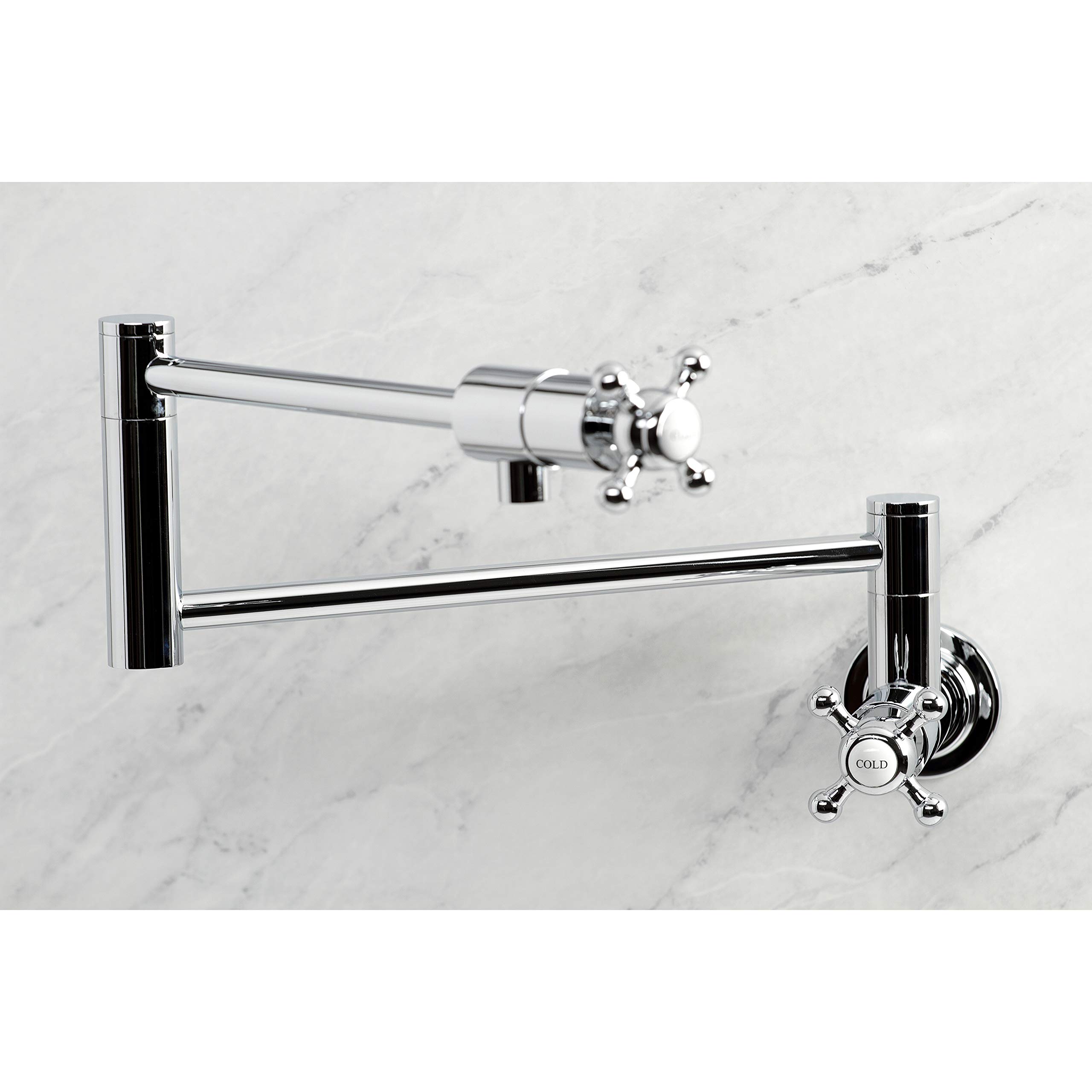 Kingston Brass KS4101BX Metropolitan Wall Mount Pot Filler Faucet - Polished Chrome Finish - Ideal for Kitchen, Cooking & Filling Large Pots with Ease