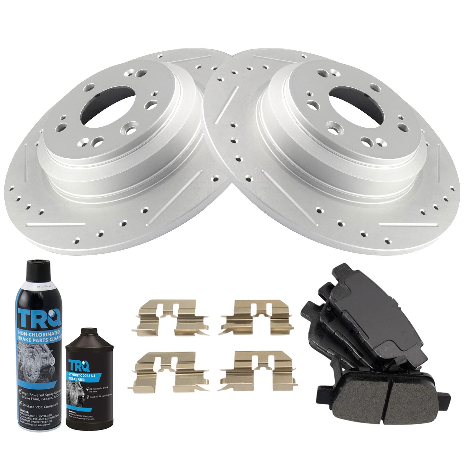TRQ High-Performance Front Brake Rotor & Semi-Metallic Pad Kit with Chemicals - Perfect for Daily Commuting, Highway Driving & Performance Upgrades