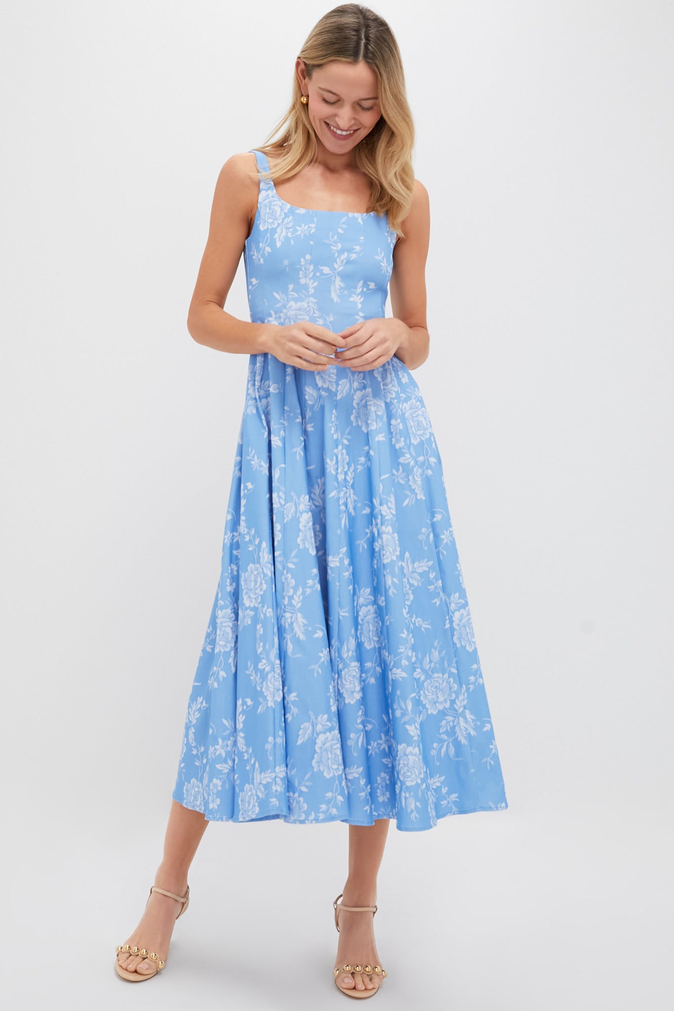 Blue Rose Wells Dress - Elegant Floral Summer Dress for Women | Perfect for Weddings, Parties & Casual Outings