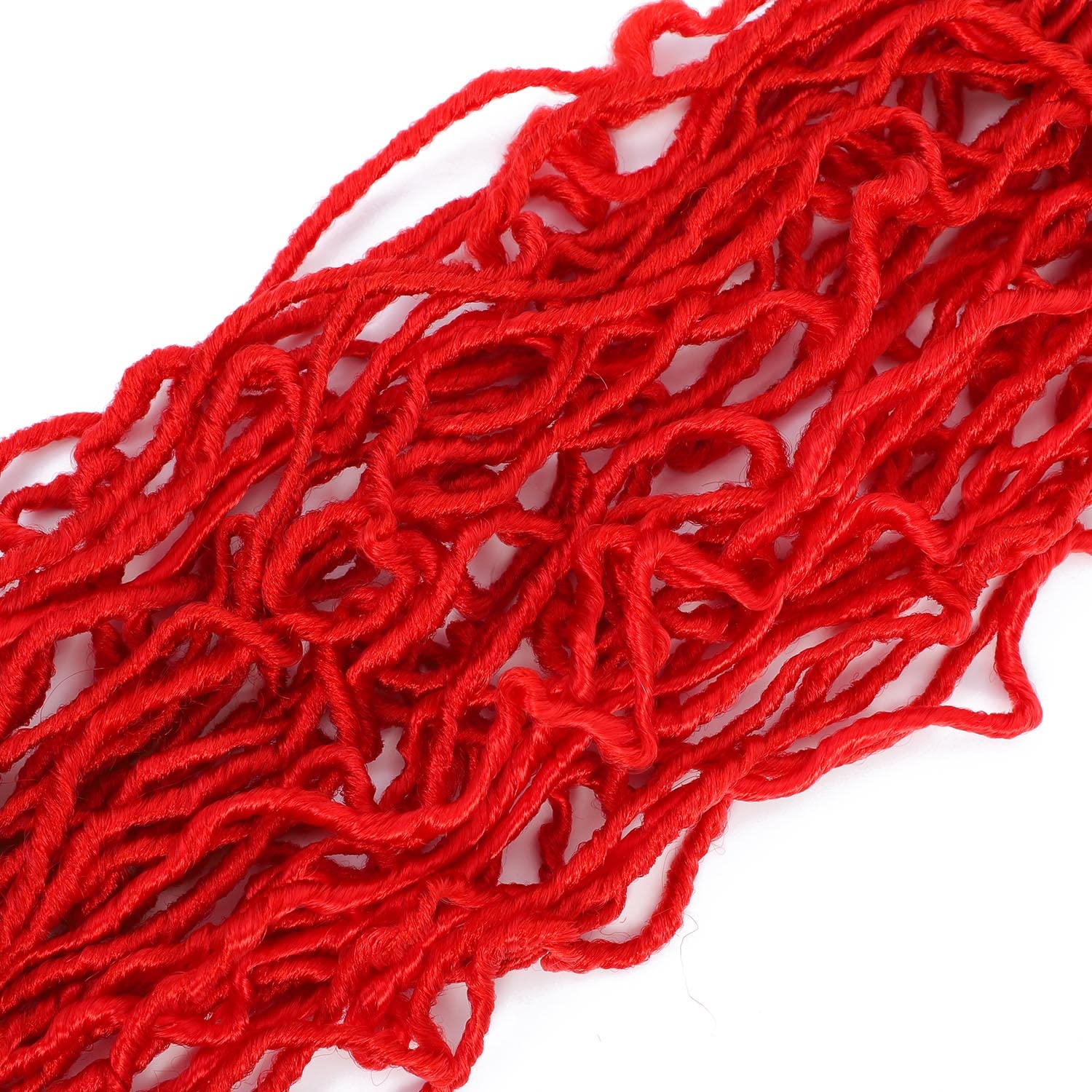 Red Soft Locs Crochet Hair 18 Inch - 6 Pack Natural Curly Wavy Pre-Looped Knotless Faux Locs Synthetic Braiding Hair (Odor-Free) for Protective Styles, Boho Looks & Everyday Wear